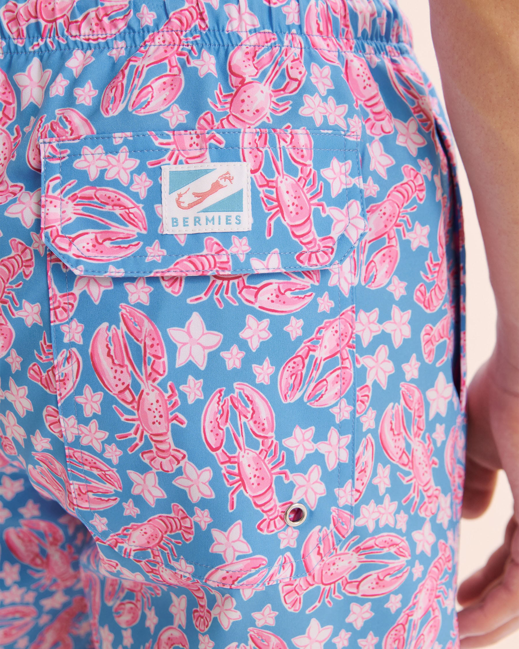 BERMIES Maillot classique avec doublure en filet Lobster Coralway Bleu et rose LOBSCRLW-CLA - Voir3