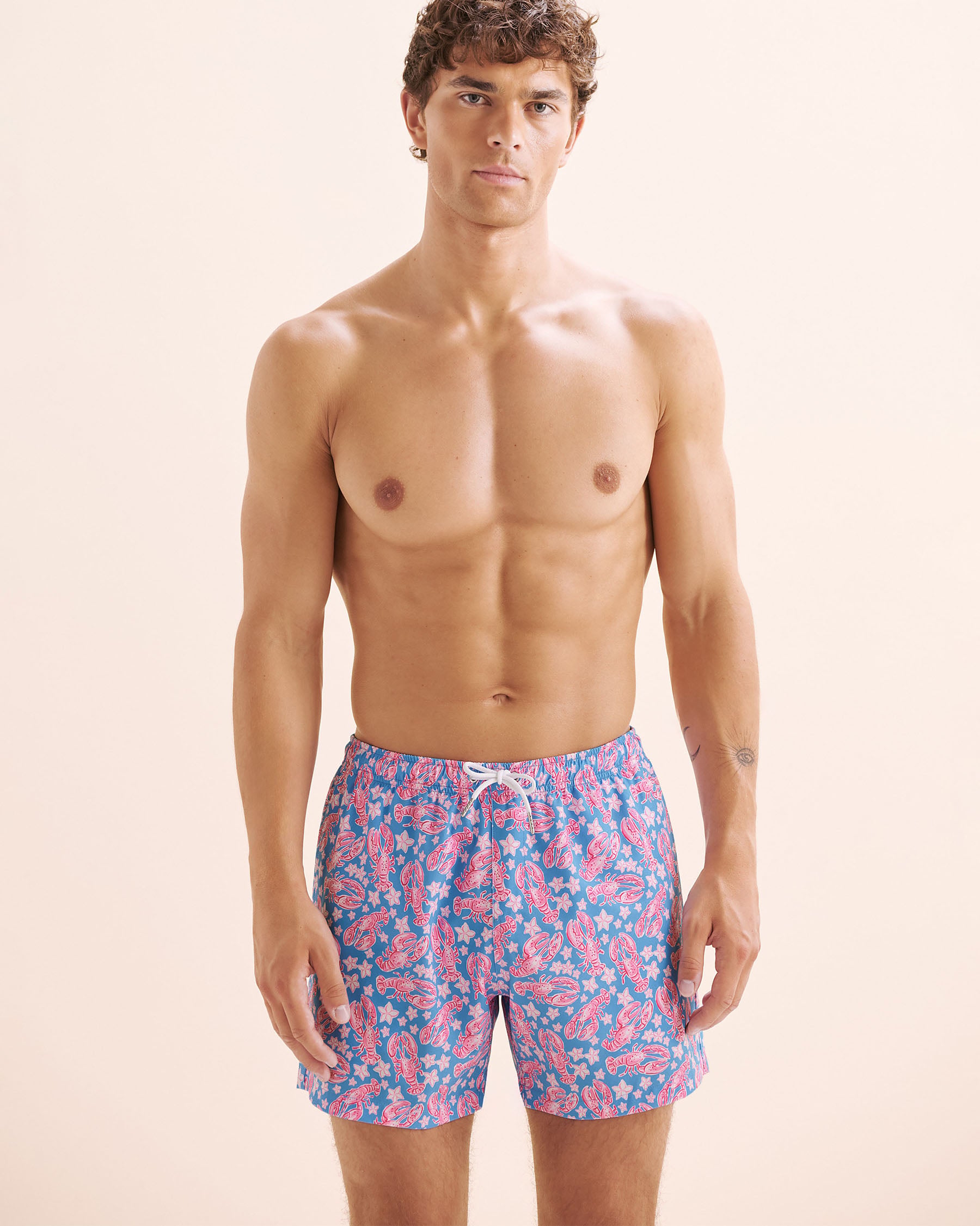 BERMIES Maillot classique avec doublure en filet Lobster Coralway Bleu et rose LOBSCRLW-CLA - Voir5