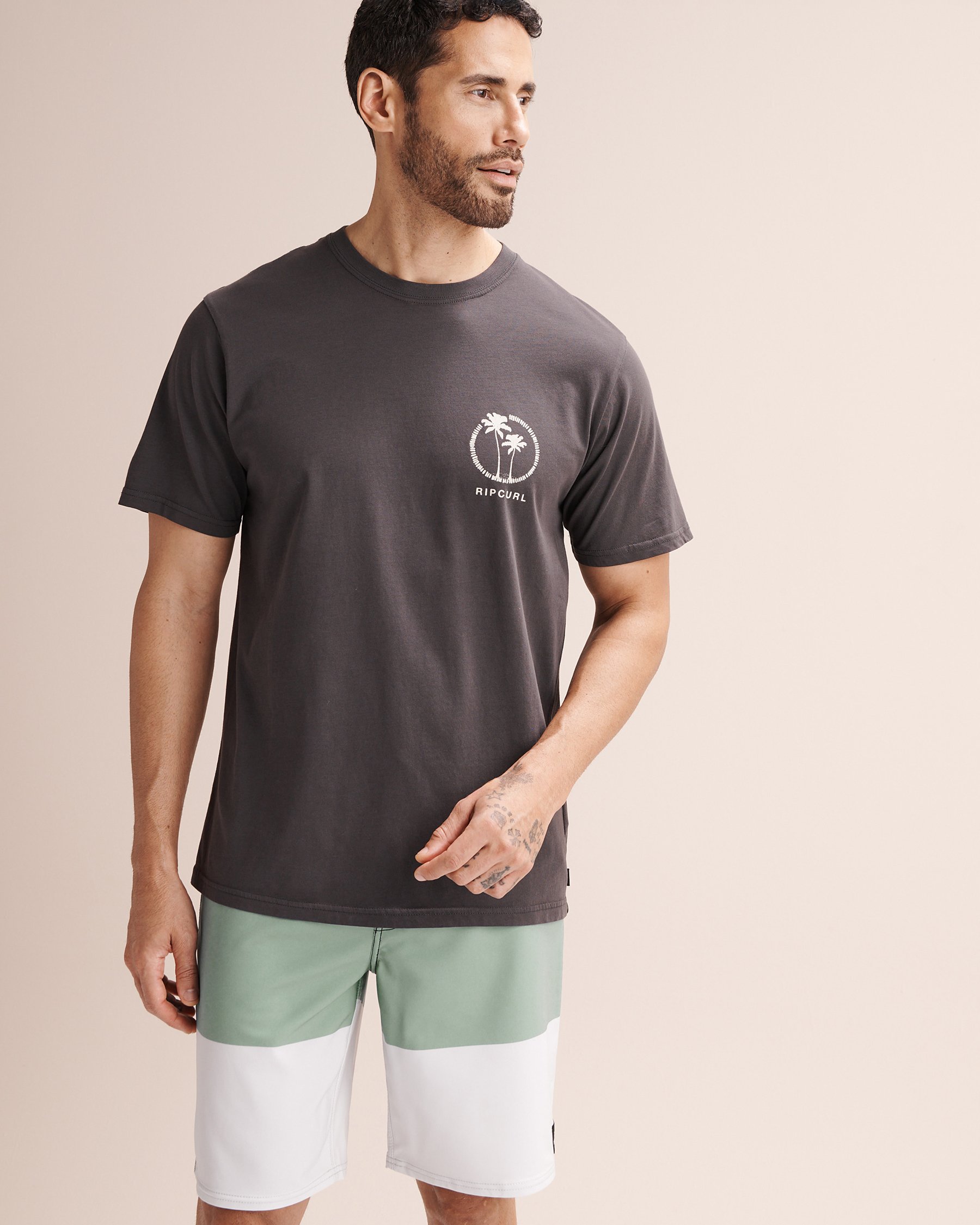 RIP CURL T-shirt Mod Cali Two Palms Noir 0SPMTE - Voir1