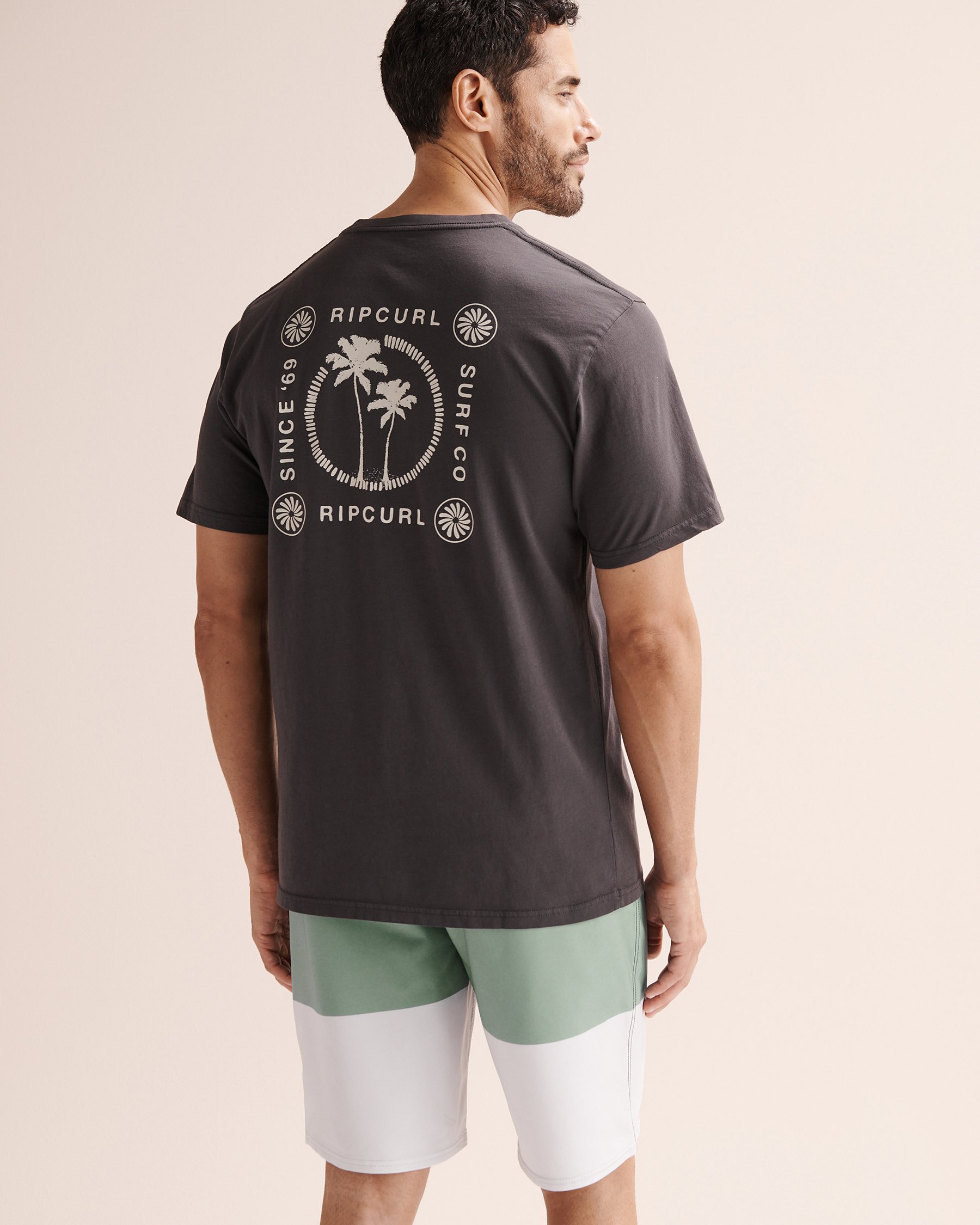 RIP CURL T-shirt Mod Cali Two Palms Noir 0SPMTE - Voir2
