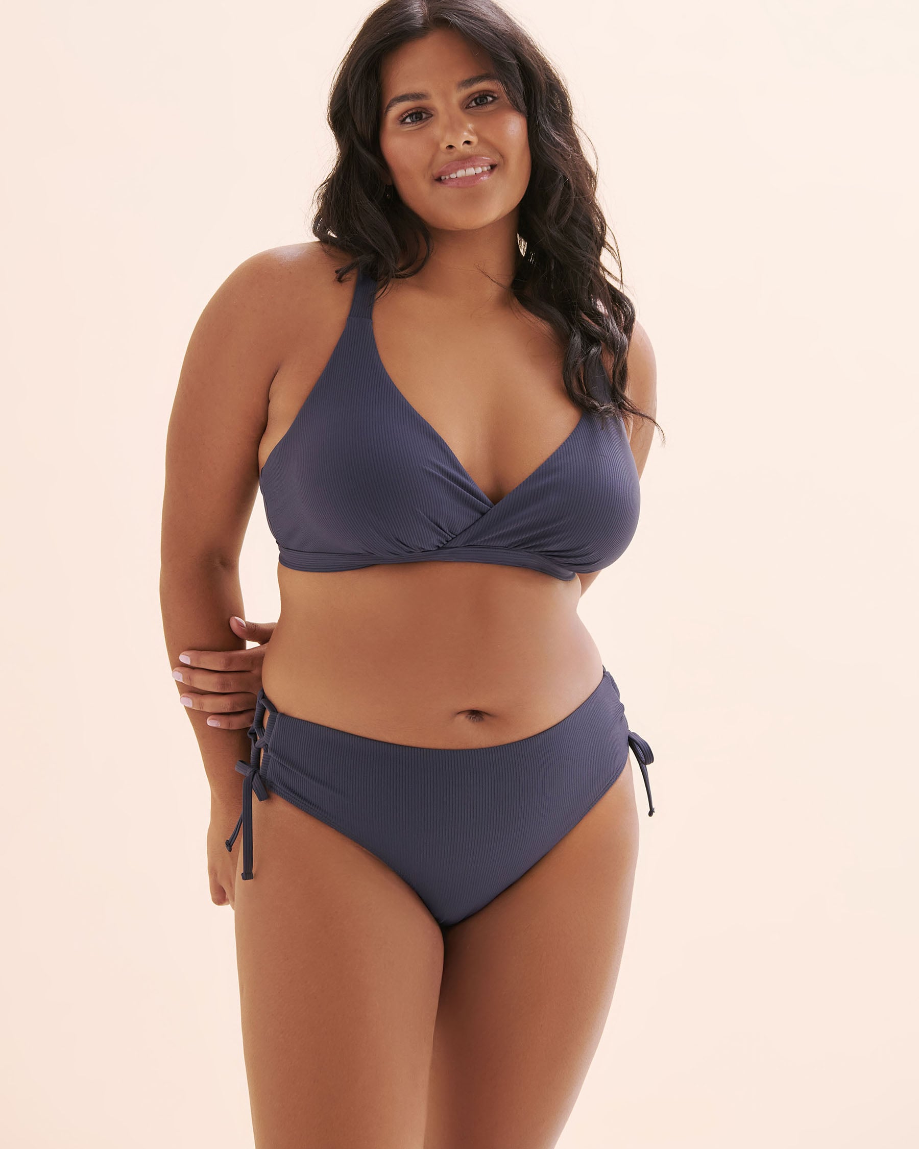 EAU DE SEA Ribbed Crossover Bralette Bikini Top Mood Indigo Blue 01100473 - View5