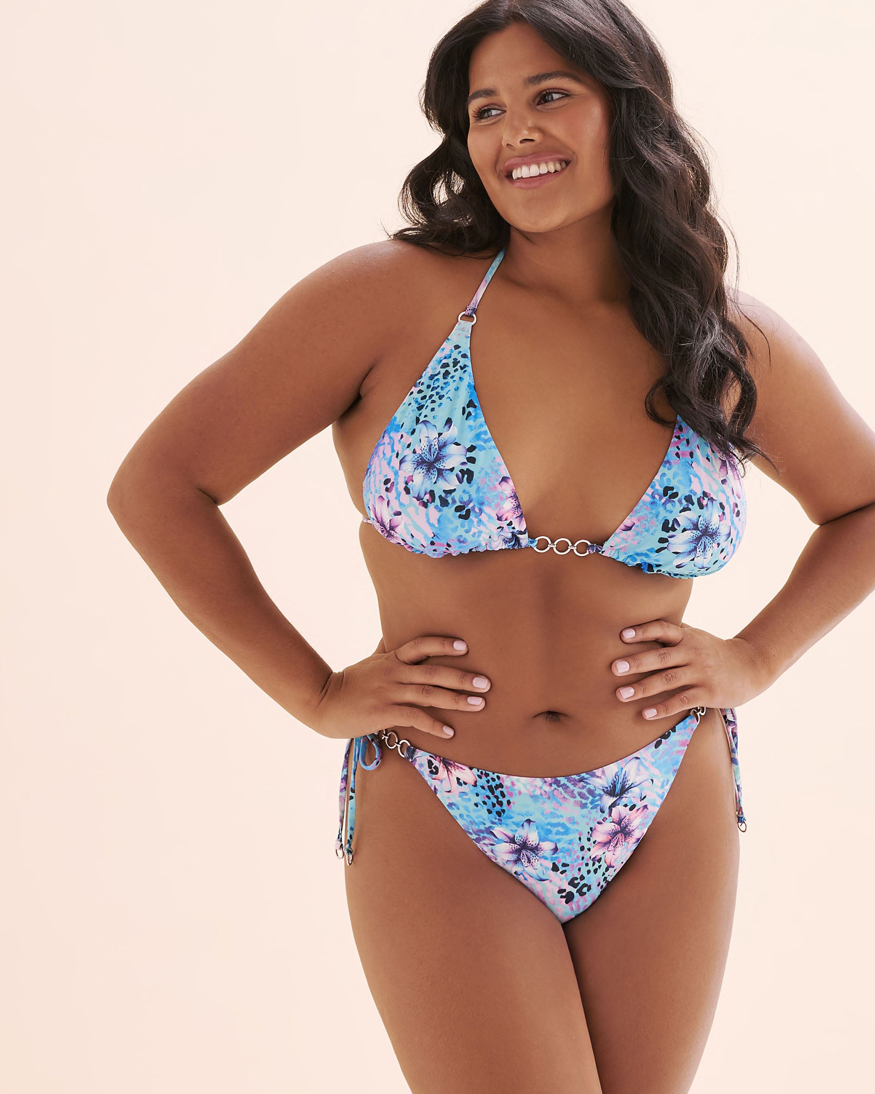 SEATONIC Haut de bikini triangle avec anneau Bleu, rose, mauve 01100487 - Voir5