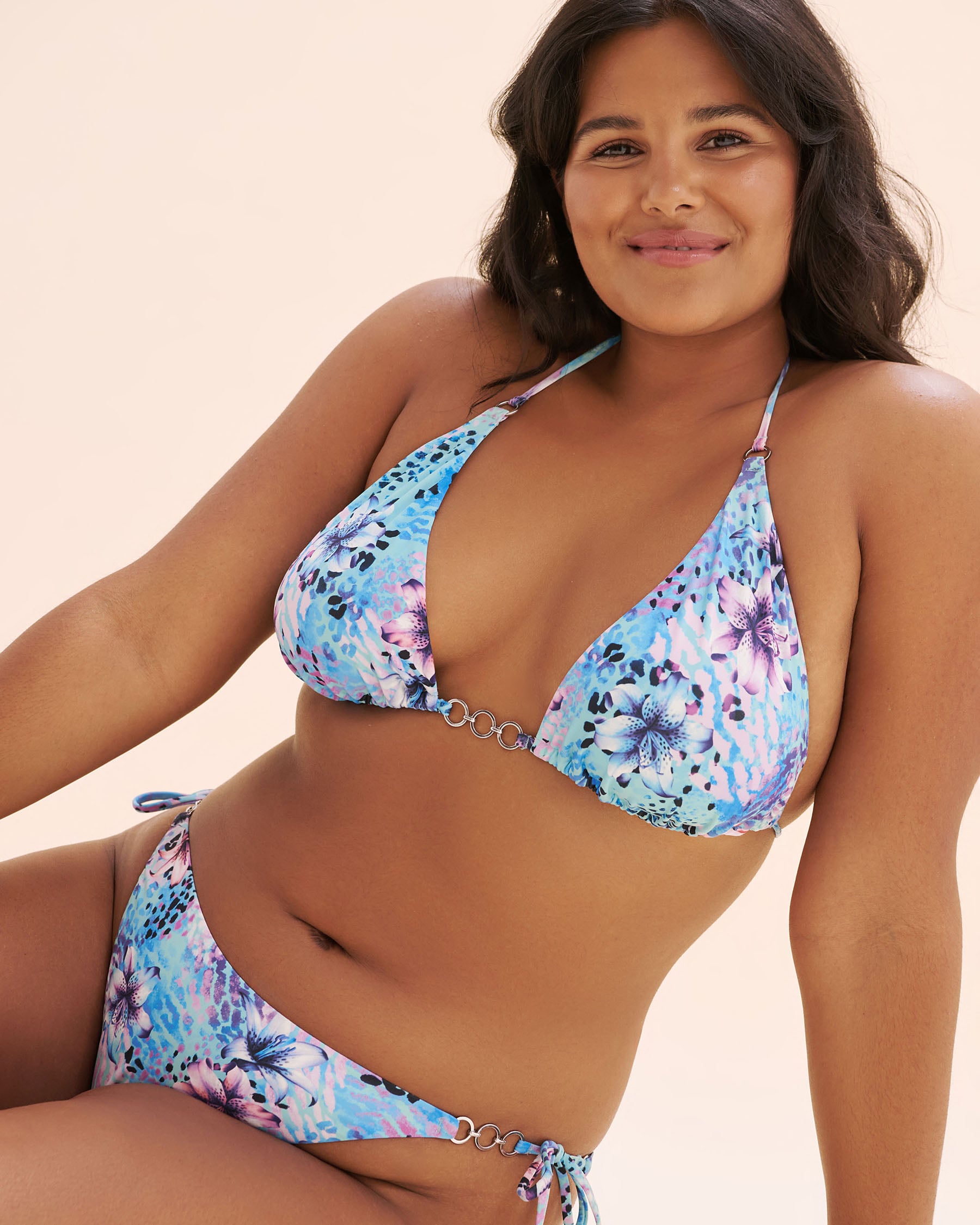 SEATONIC Haut de bikini triangle avec anneau Bleu, rose, mauve 01100487 - Voir7