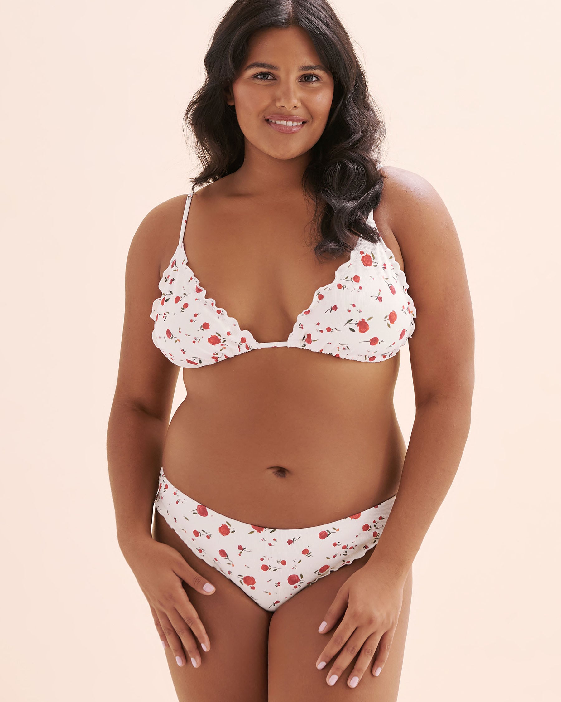 EVERYDAY SUNDAY Haut de bikini triangle volanté Rosy Bliss Blanc, rouge, vert ESBEAW05719 - Voir7