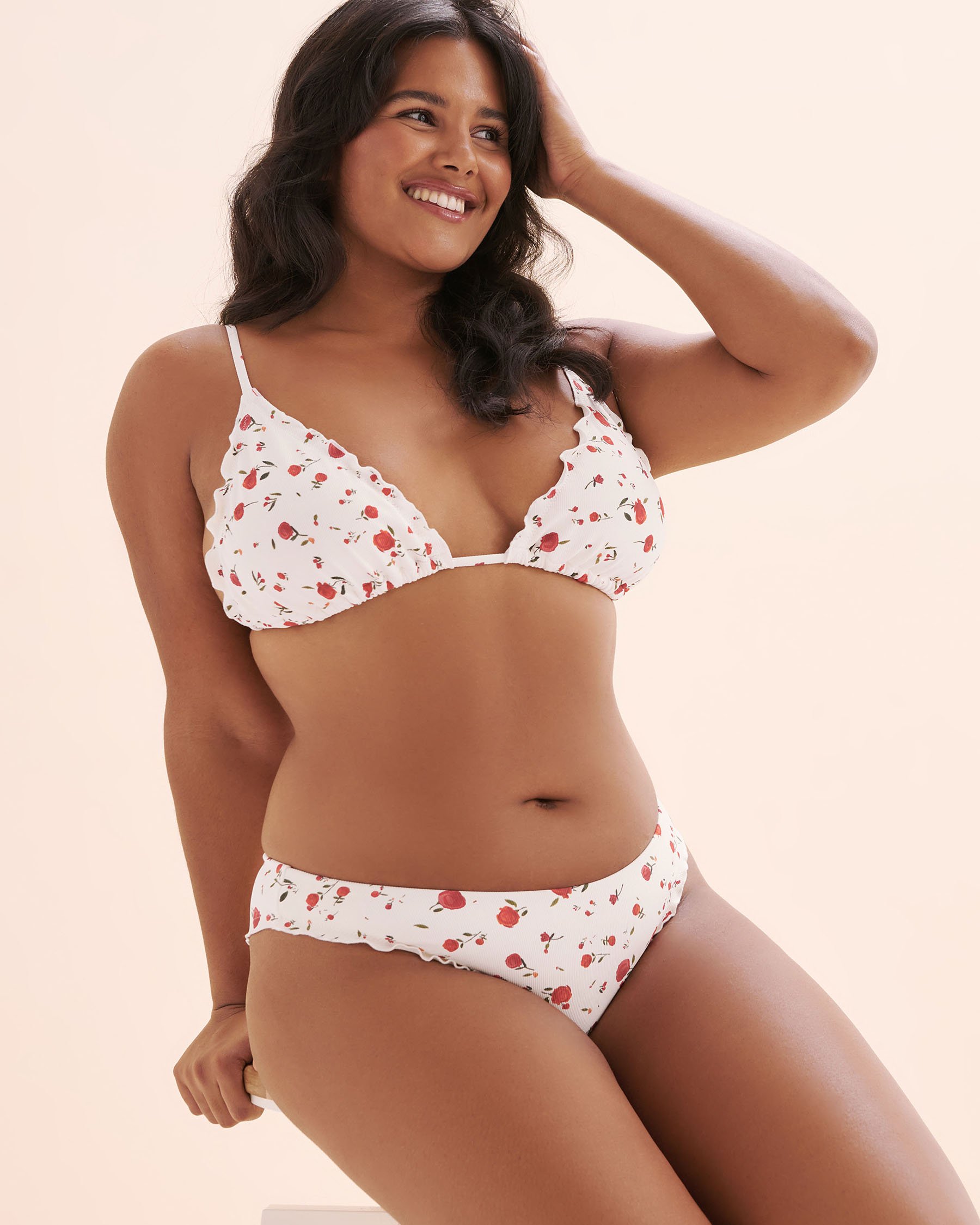 EVERYDAY SUNDAY Haut de bikini triangle volanté Rosy Bliss Blanc, rouge, vert ESBEAW05719 - Voir9