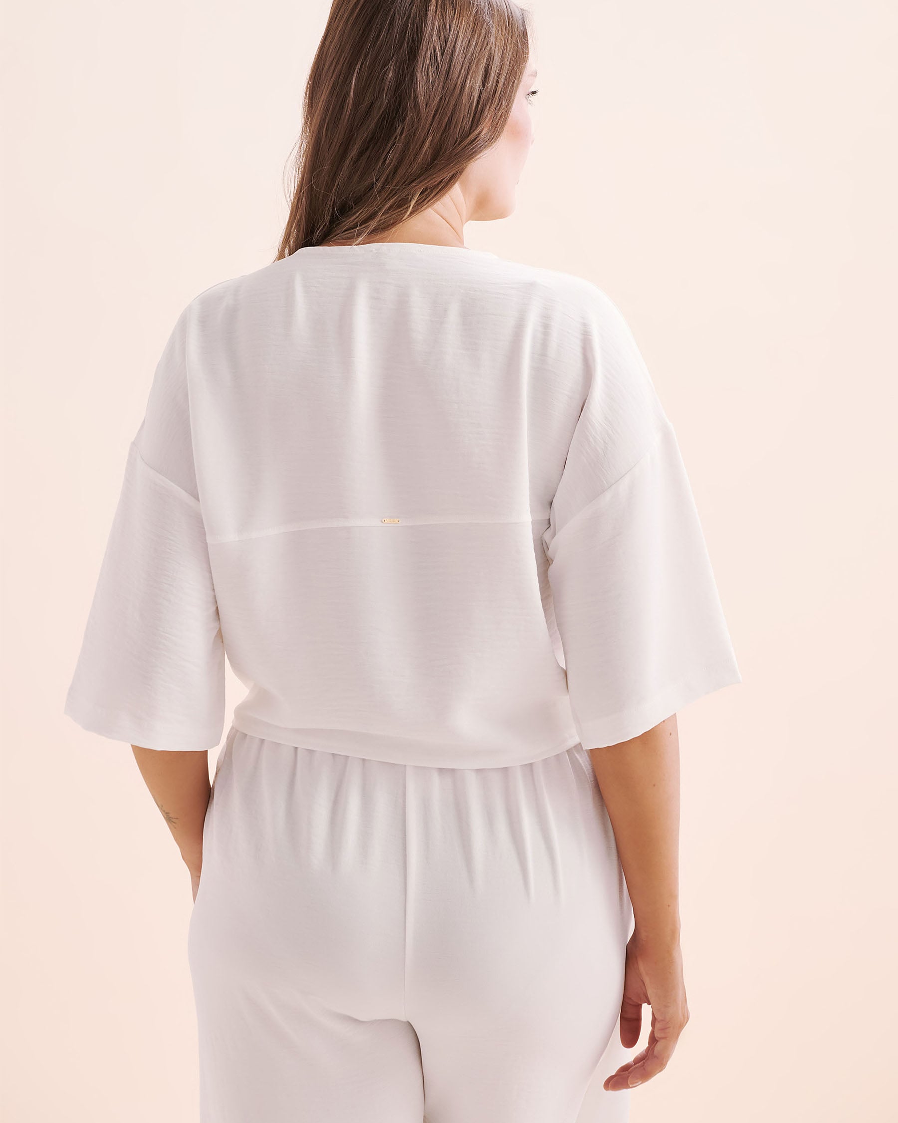 EVERYDAY SUNDAY Short Sleeves Front Tie Cover Up Shirt White ESBEAW05868 - View6