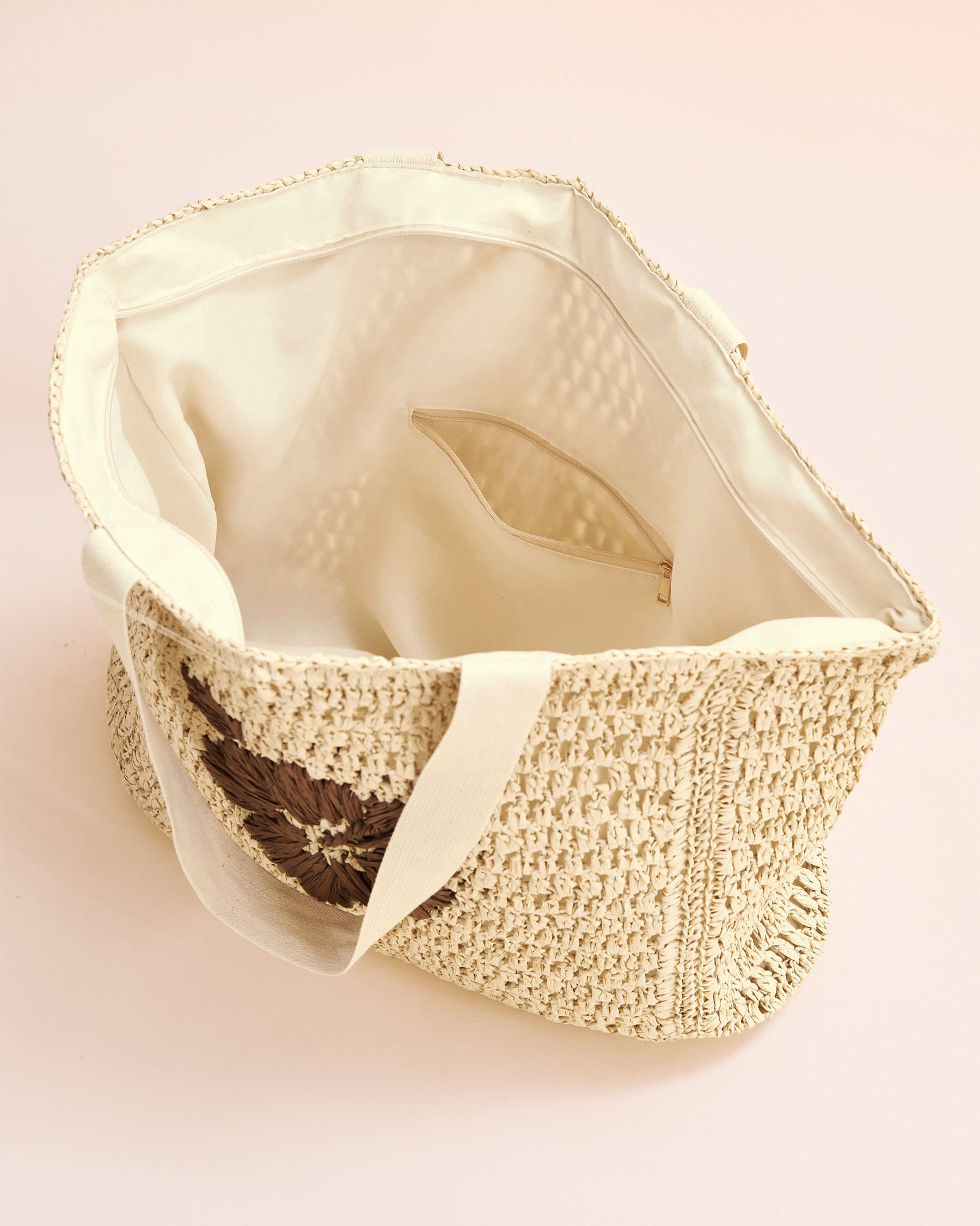 KULANI KINIS Straw Beach Tote Bag Beige 17-499 COCO - View2