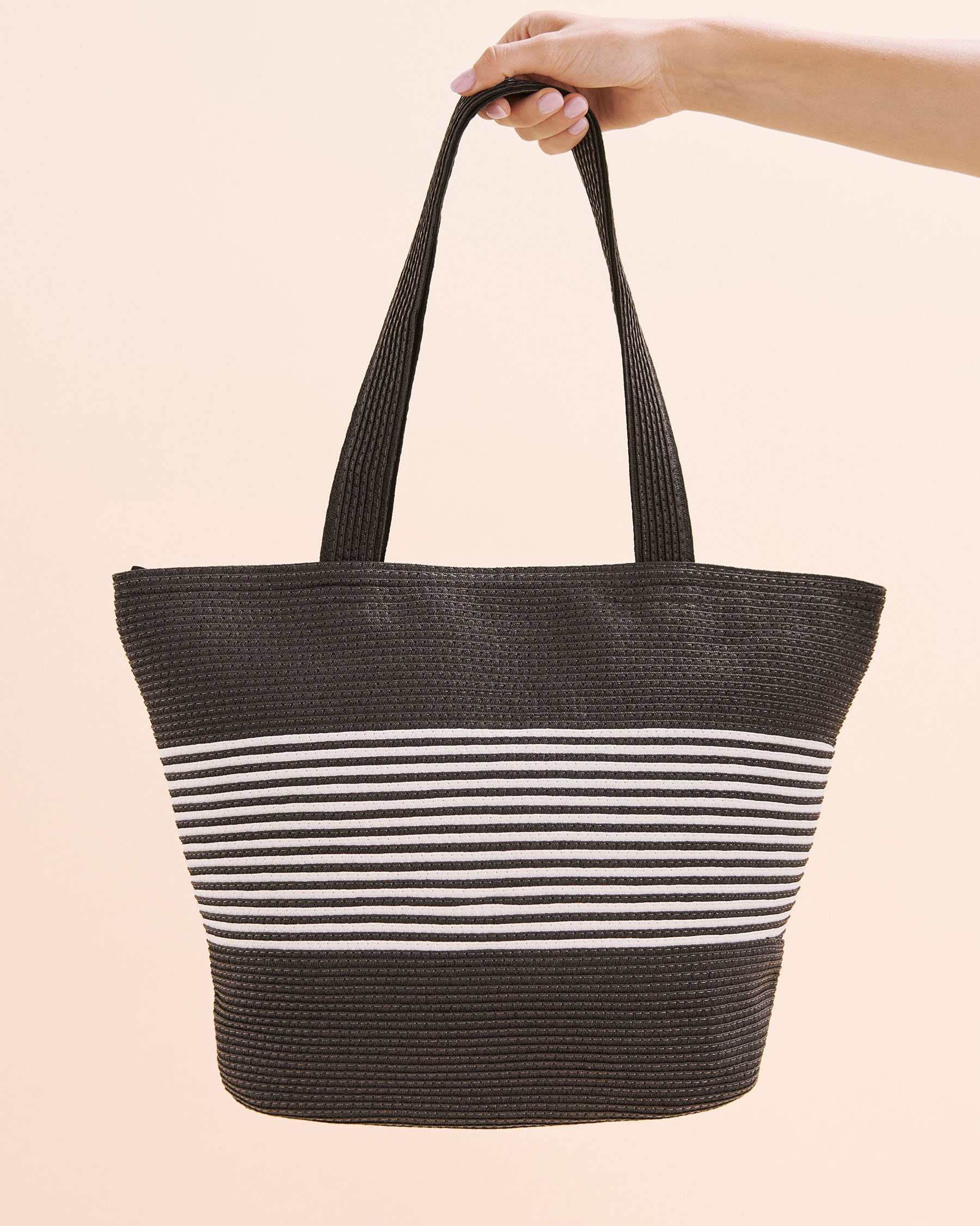 SARAJANE Stripe Beach Bag Black and white 25SJ3639 - View1