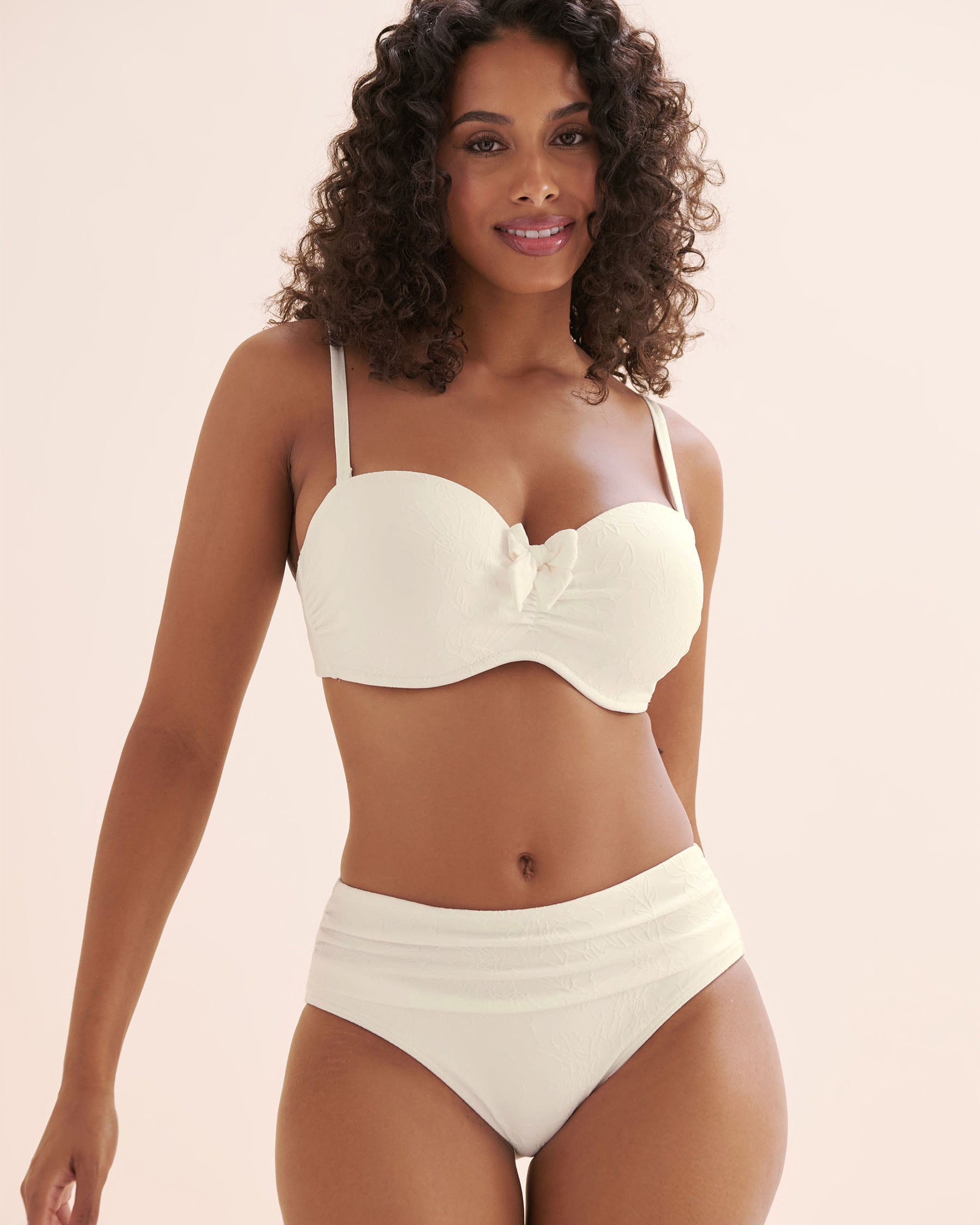 TURQUOISE COUTURE Textured Mid-Rise Bikini Bottom White 01300505 - View4