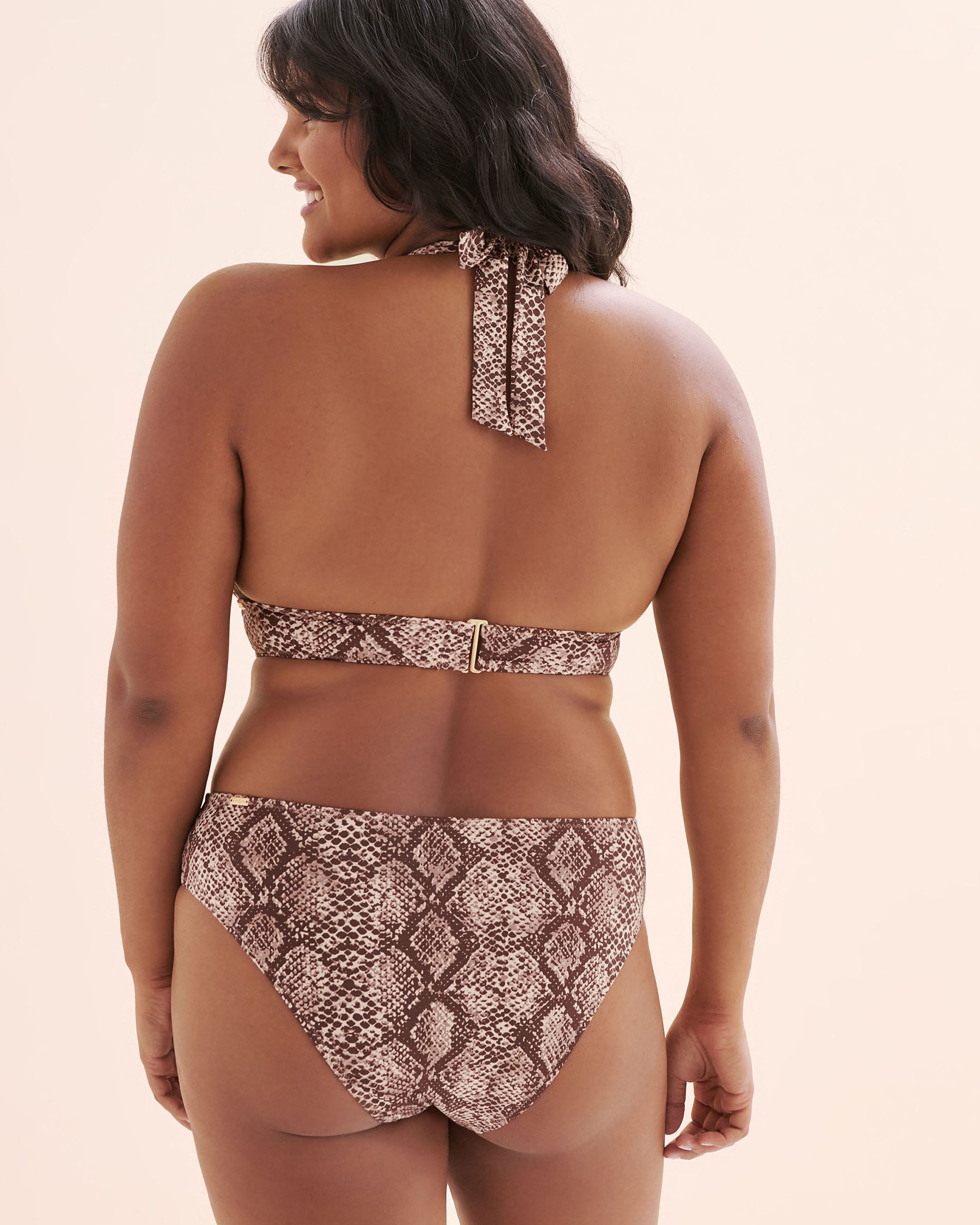 SANTEMARE Haut de bikini triangle bijou en V Brun 01100490 - Voir5