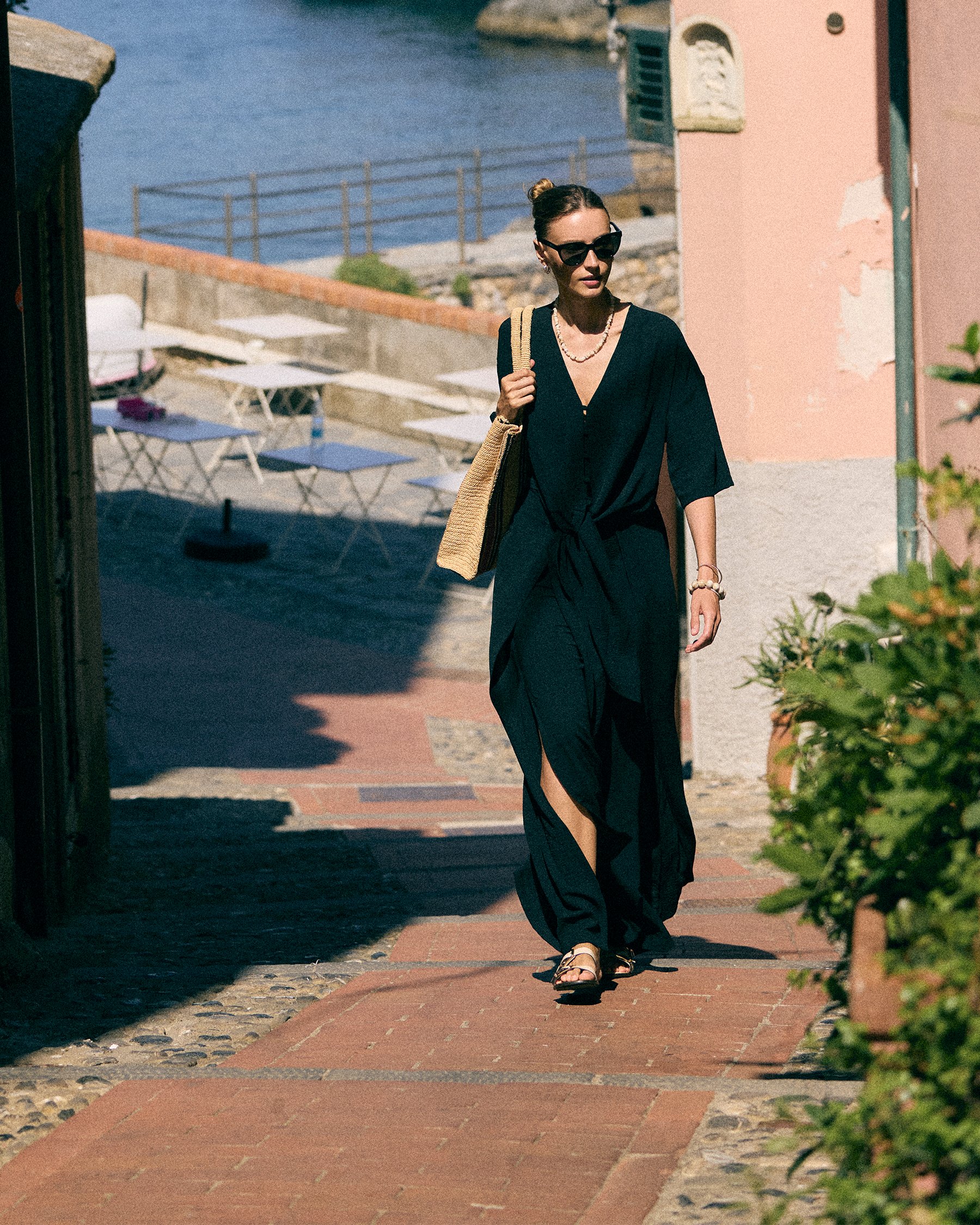 EVERYDAY SUNDAY Pantalon de plage à jambes larges Noir ESBEAW05869A - Voir1