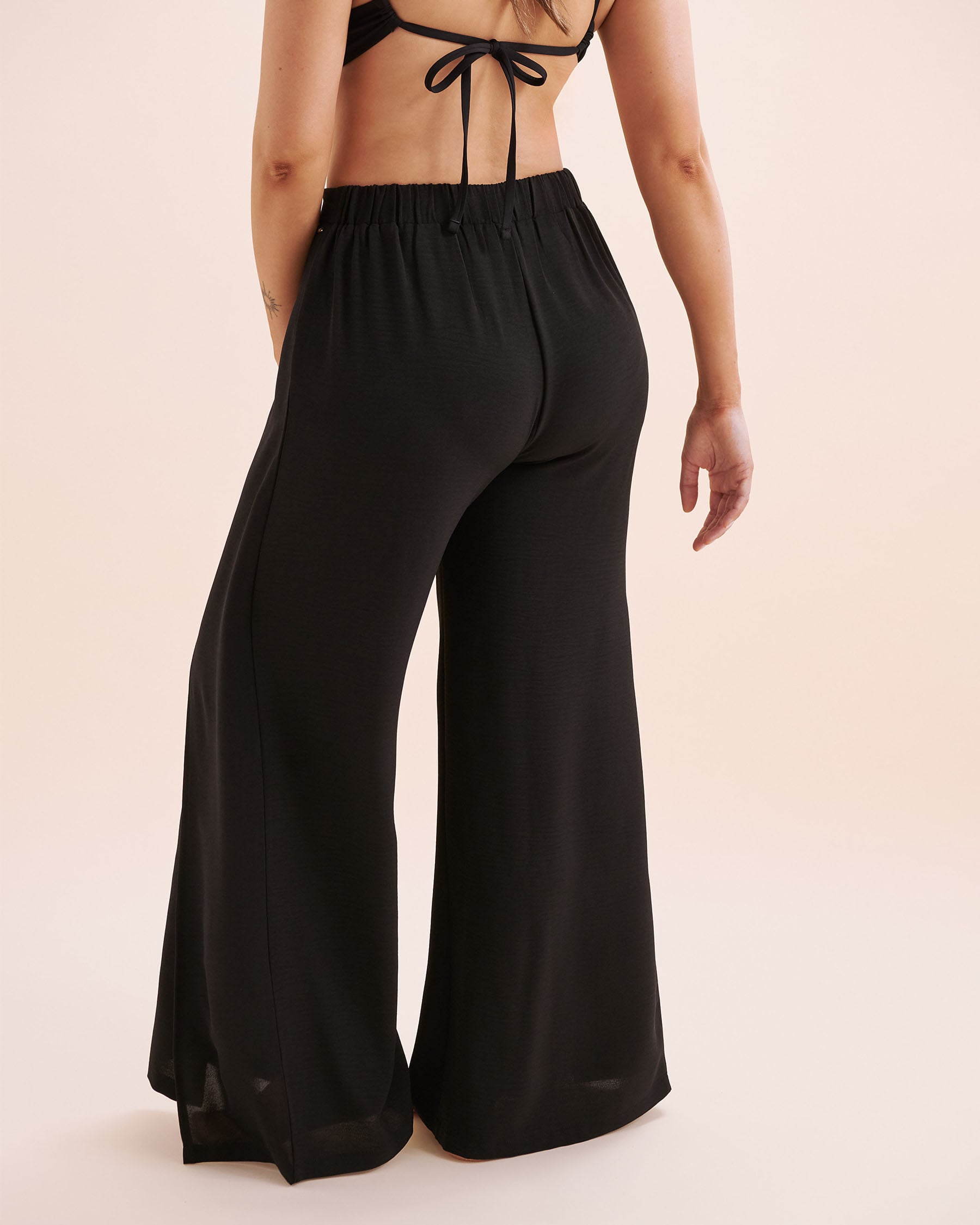EVERYDAY SUNDAY Pantalon de plage à jambes larges Noir ESBEAW05869A - Voir3