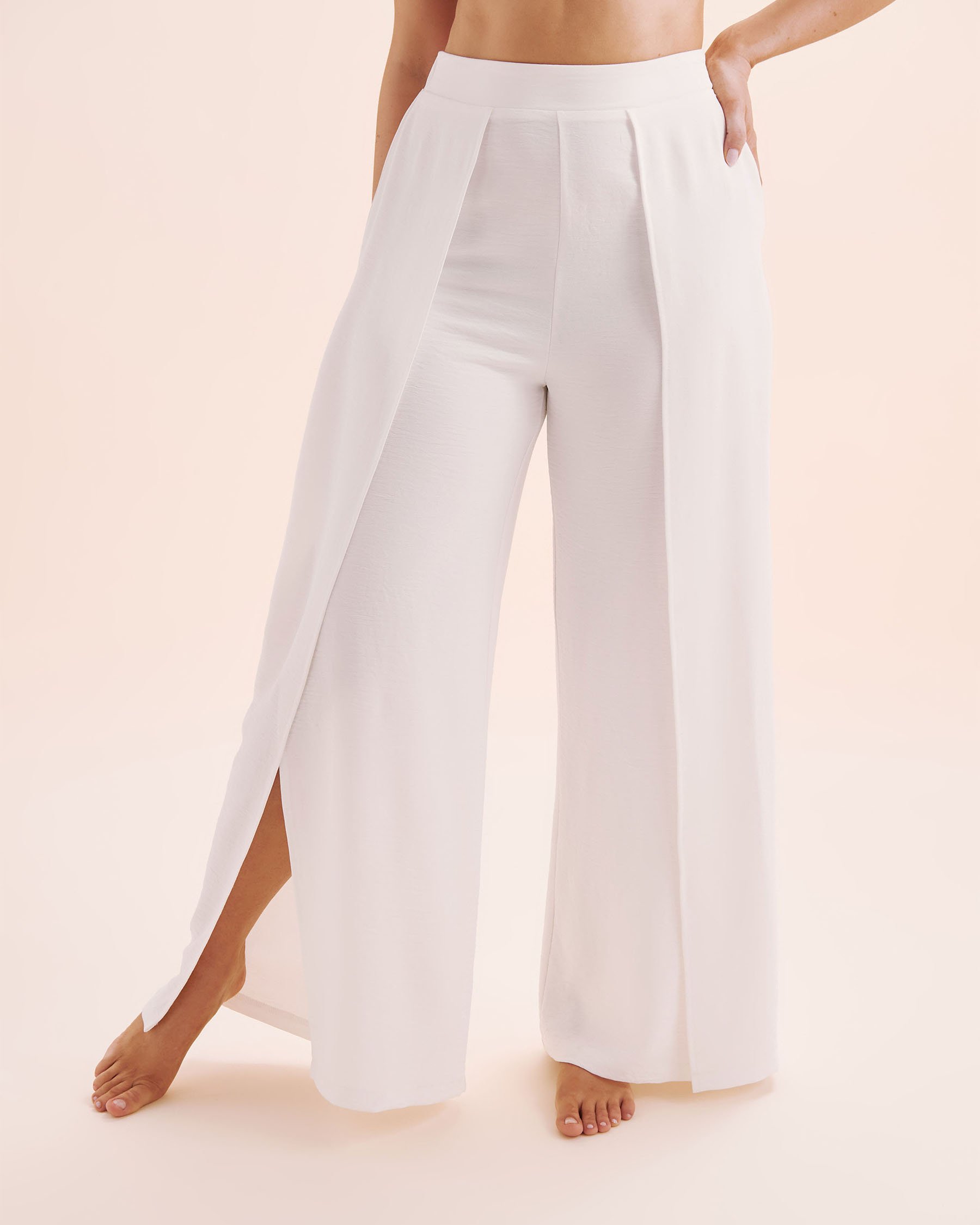 EVERYDAY SUNDAY Pantalon de plage à jambes larges Blanc ESBEAW05869 - Voir2