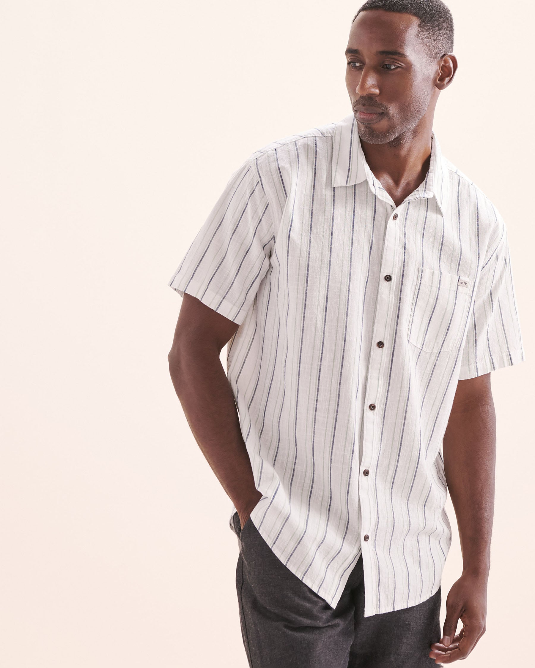 BILLABONG All Day Stripe Short Sleeve Shirt White 24A041503 - View1