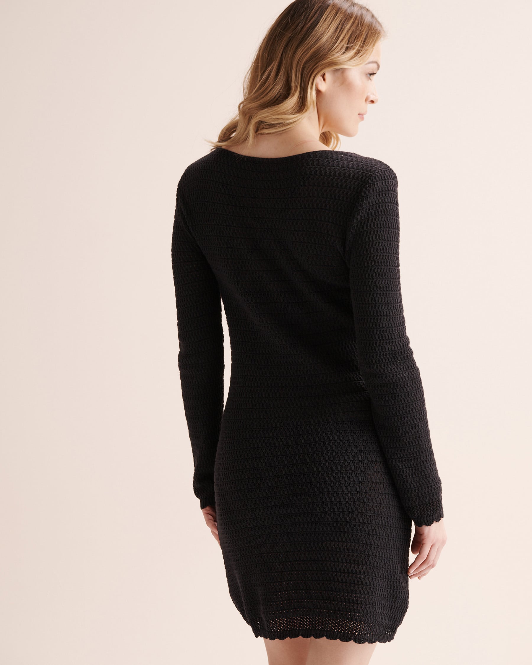 TURQUOISE COUTURE Long Sleeves Crochet Dress Black 02300183 - View6