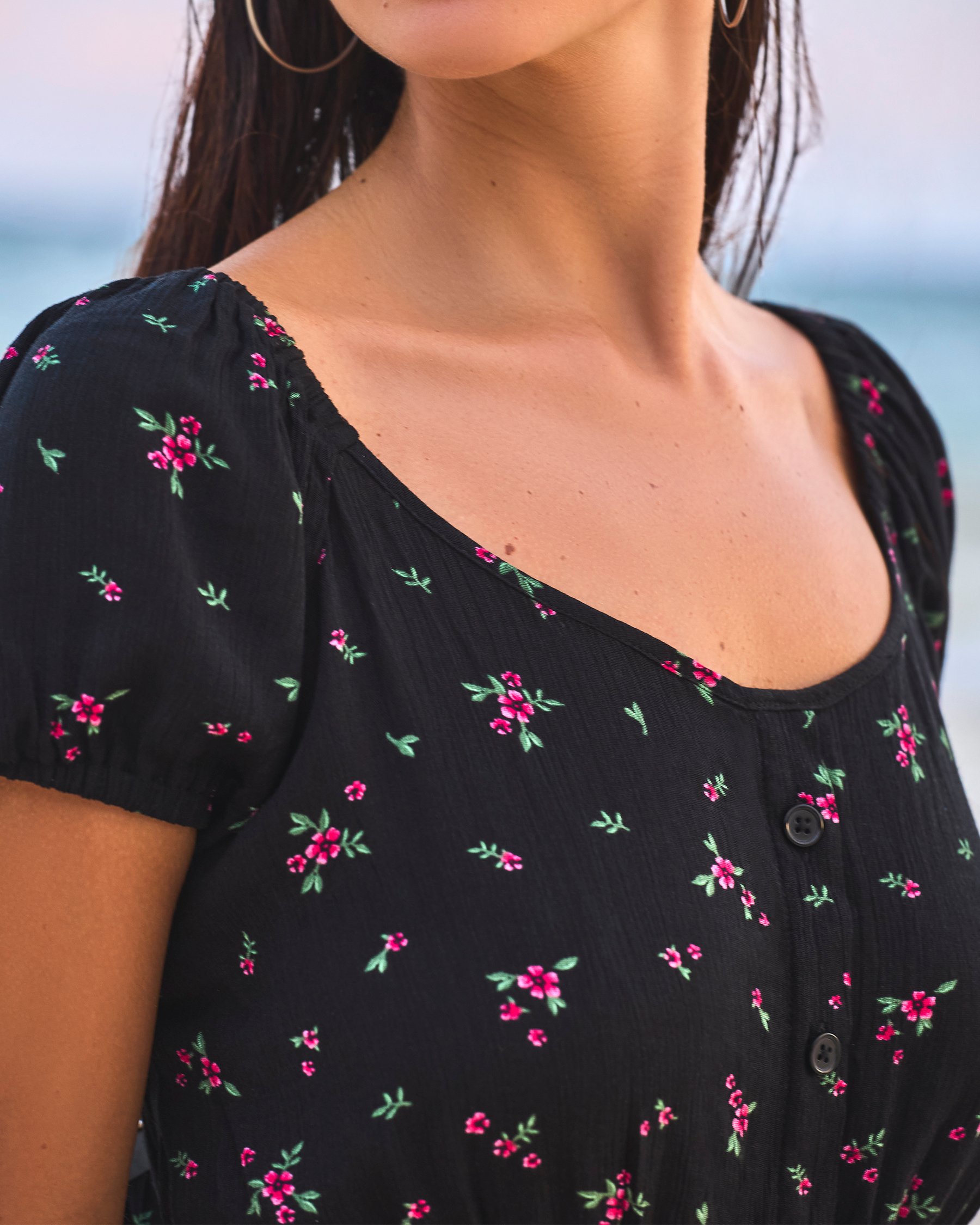 TROPIK Gauze Floral Dress Black 02300188 - View4