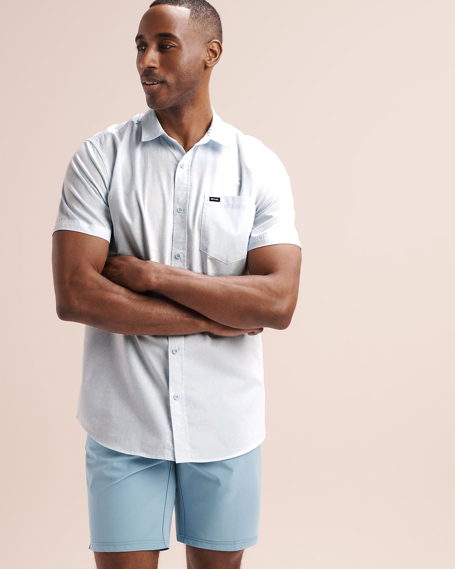 RIP CURL Chemise à manches courtes Hypno Micro Bleu glacier 06MMSH - Voir1
