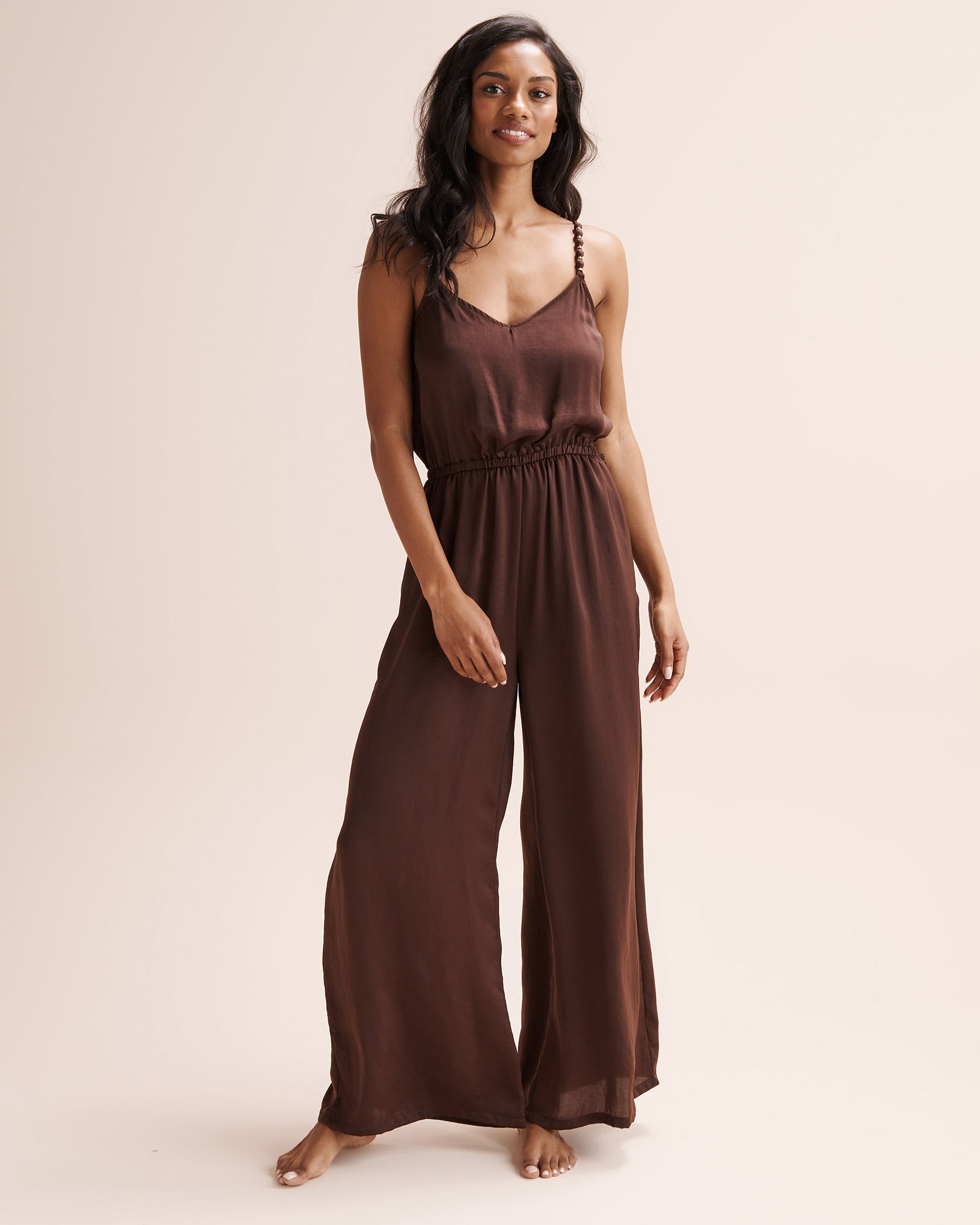 SANTEMARE Satin Jumpsuit Brown 02300189 - View1
