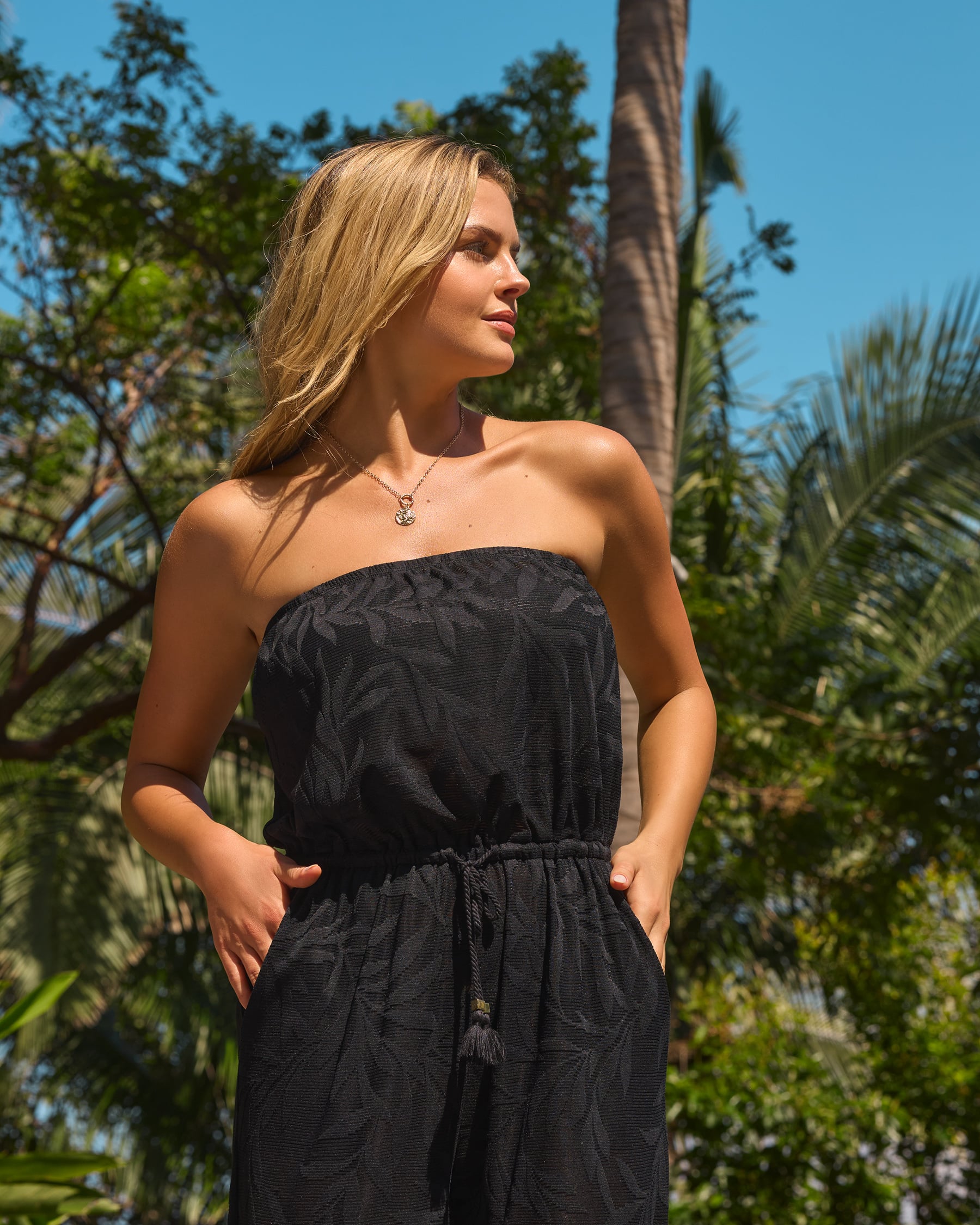 COSTA DEL REY Combinaison bandeau au motif feuillage Noir 02300185 - Voir2