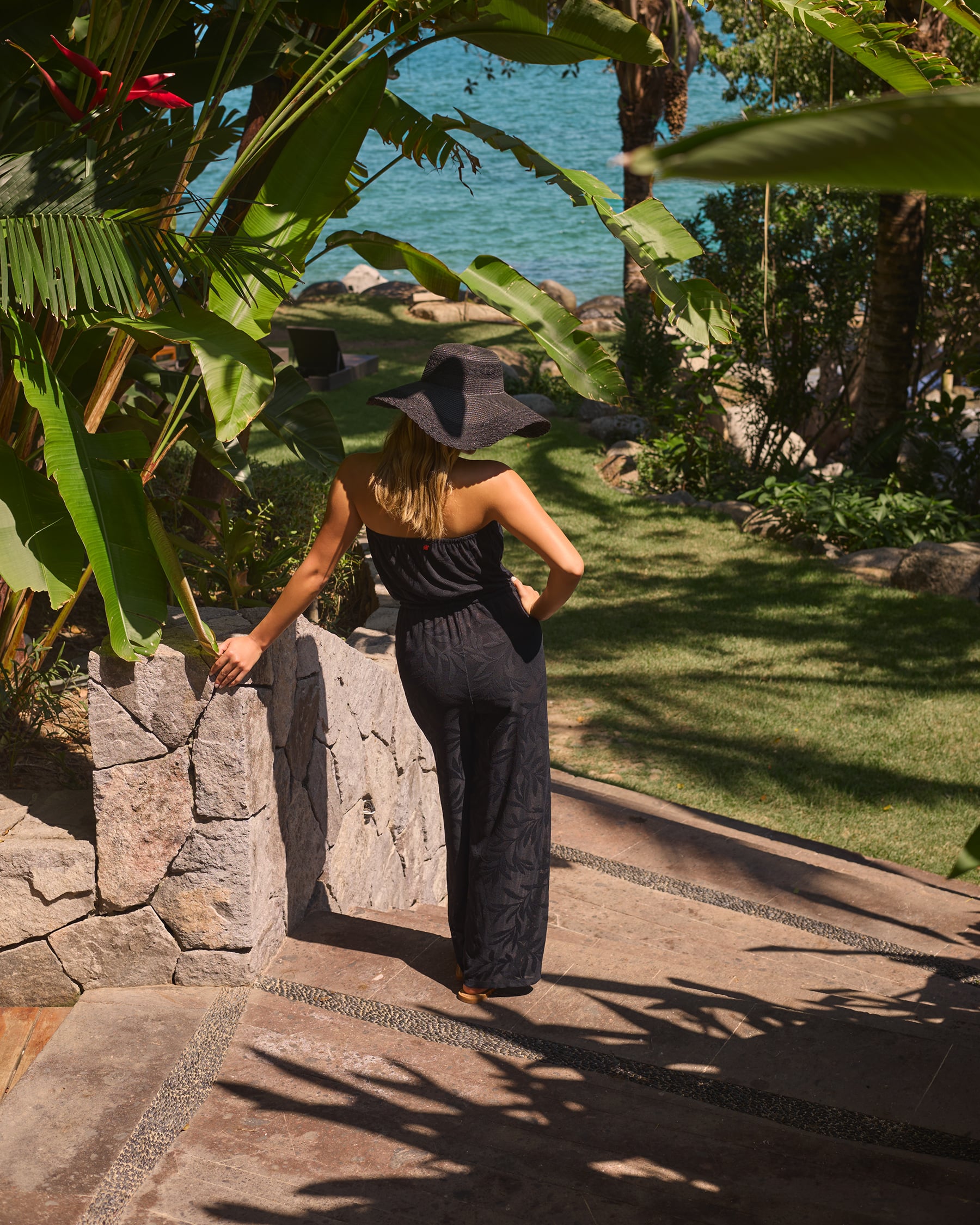 COSTA DEL REY Combinaison bandeau au motif feuillage Noir 02300185 - Voir3