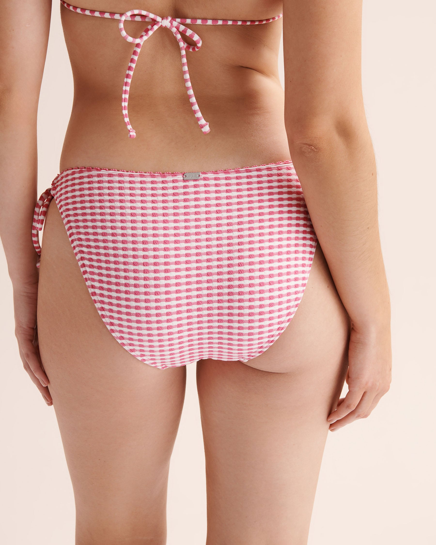 TROPIK Plaid Side Tie Bikini Bottom Cosmos Pink 01300540 - View5