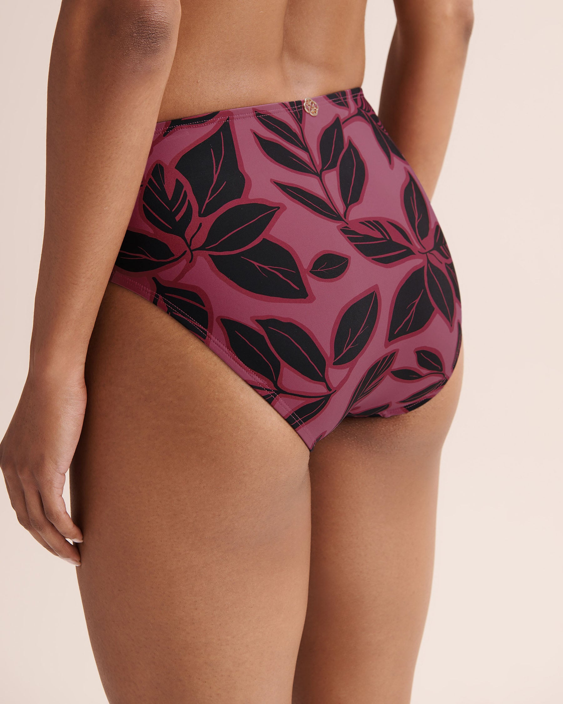 TURQUOISE COUTURE Shirred Mid-Rise Bikini Bottom Violet and black 01300524 - View6