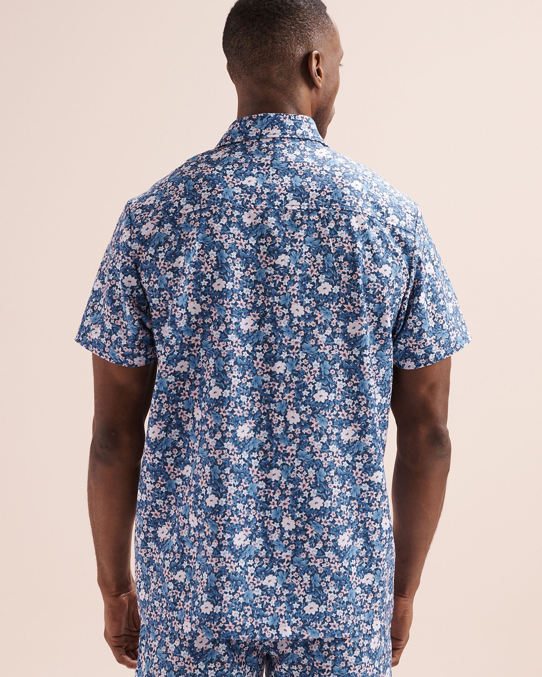 HAMABE Floral Short Sleeves Shirt Navy Blue 04100061 - View3