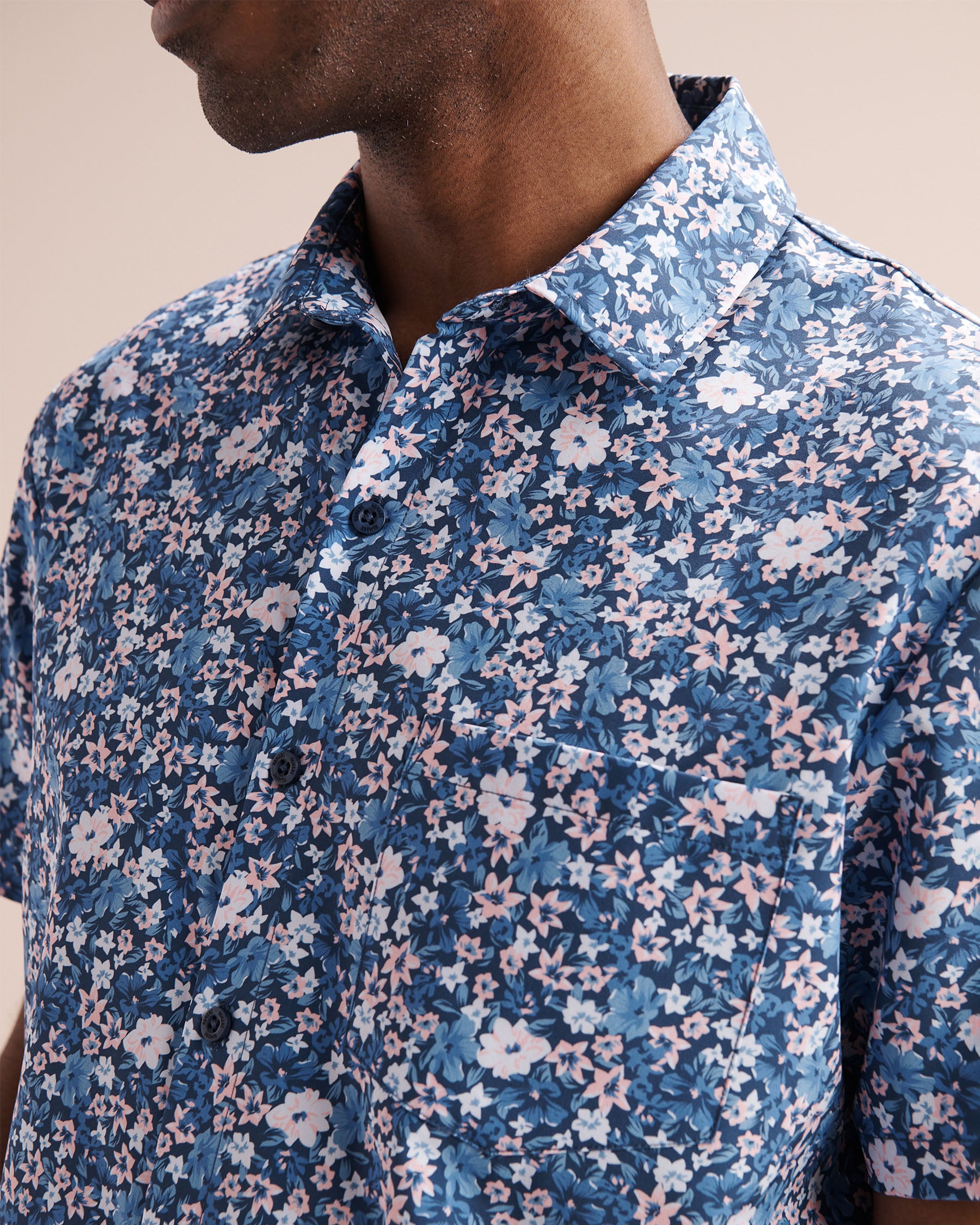 HAMABE Floral Short Sleeves Shirt Navy Blue 04100061 - View4