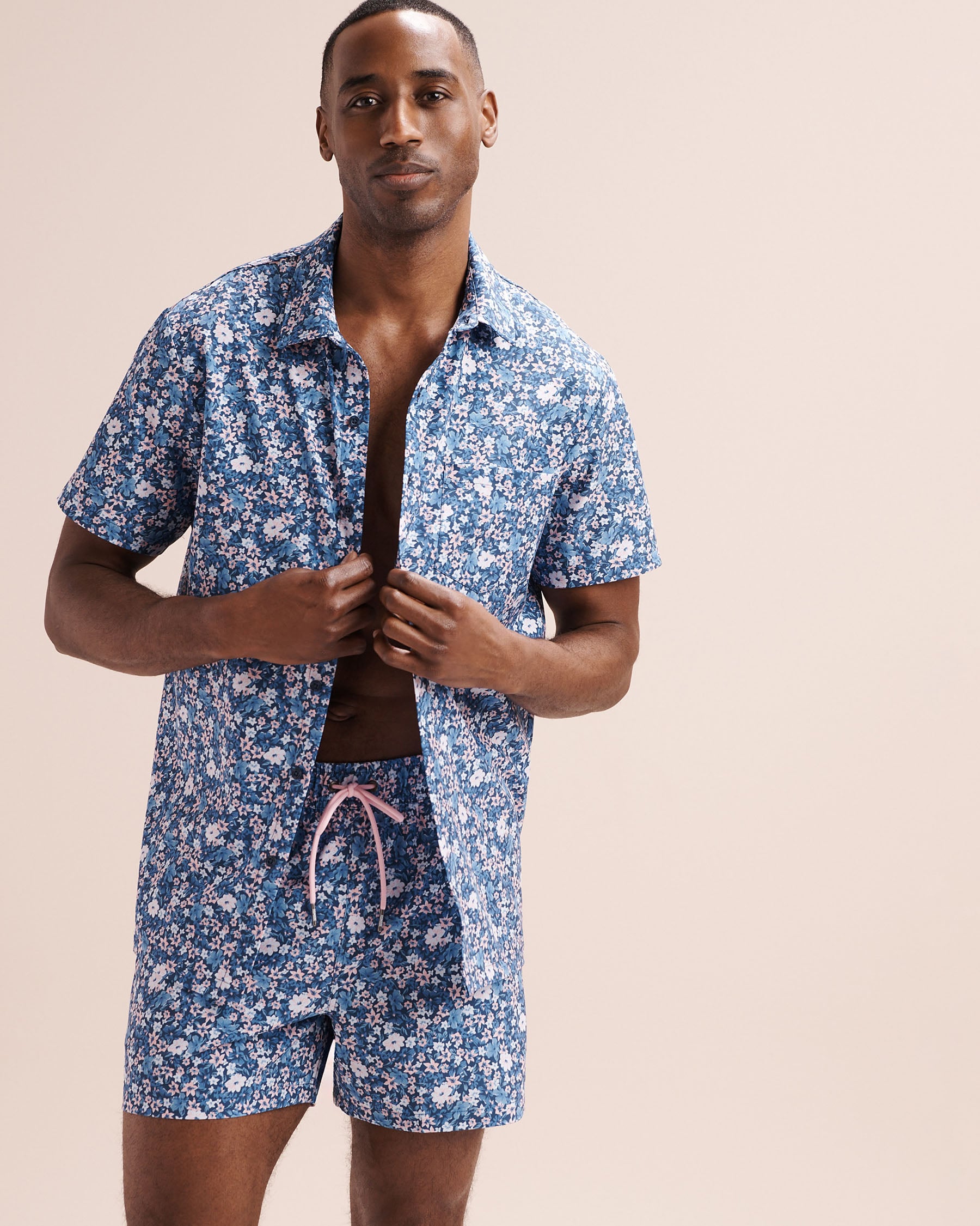 HAMABE Floral Short Sleeves Shirt Navy Blue 04100061 - View5