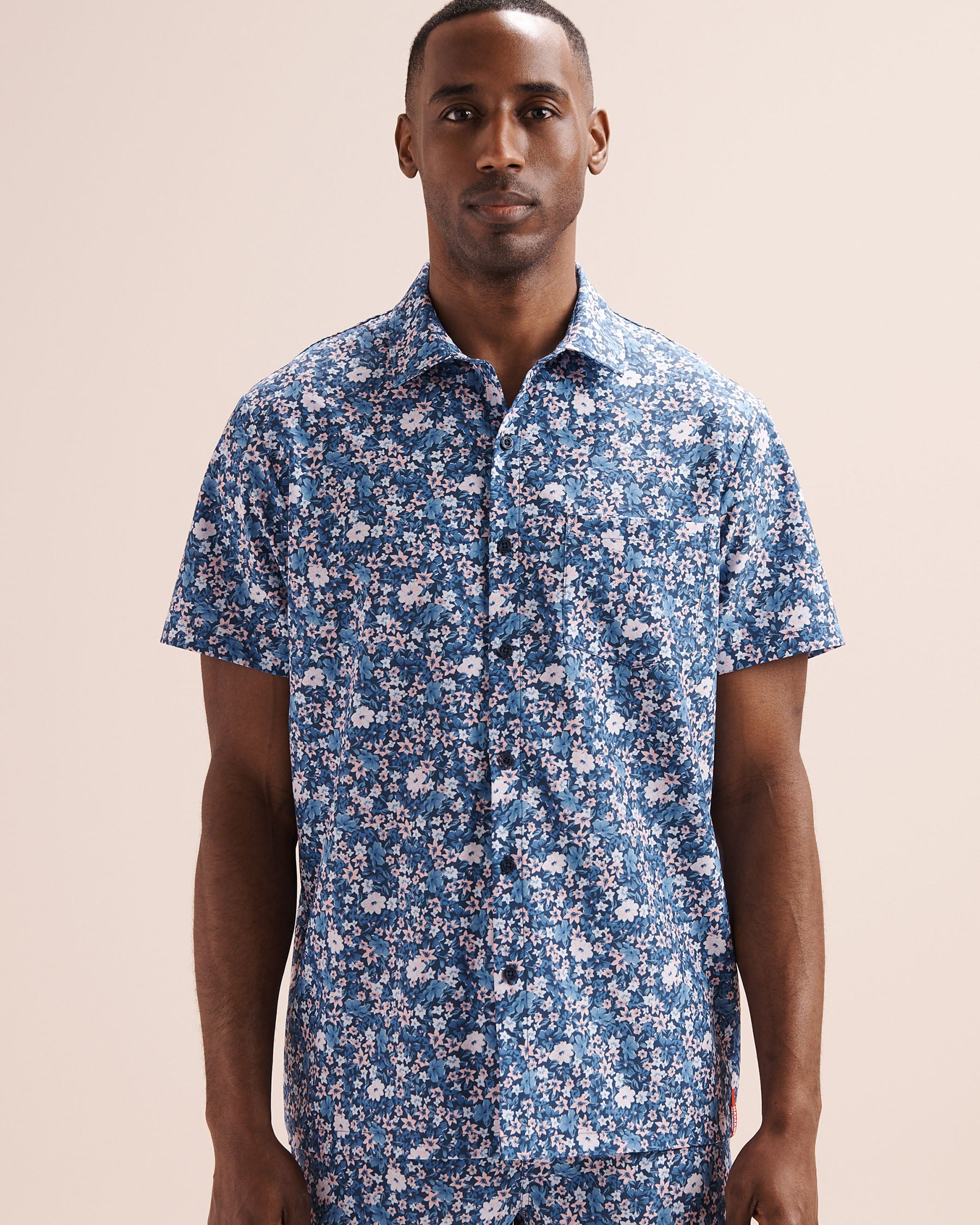 HAMABE Floral Short Sleeves Shirt Navy Blue 04100061 - View6