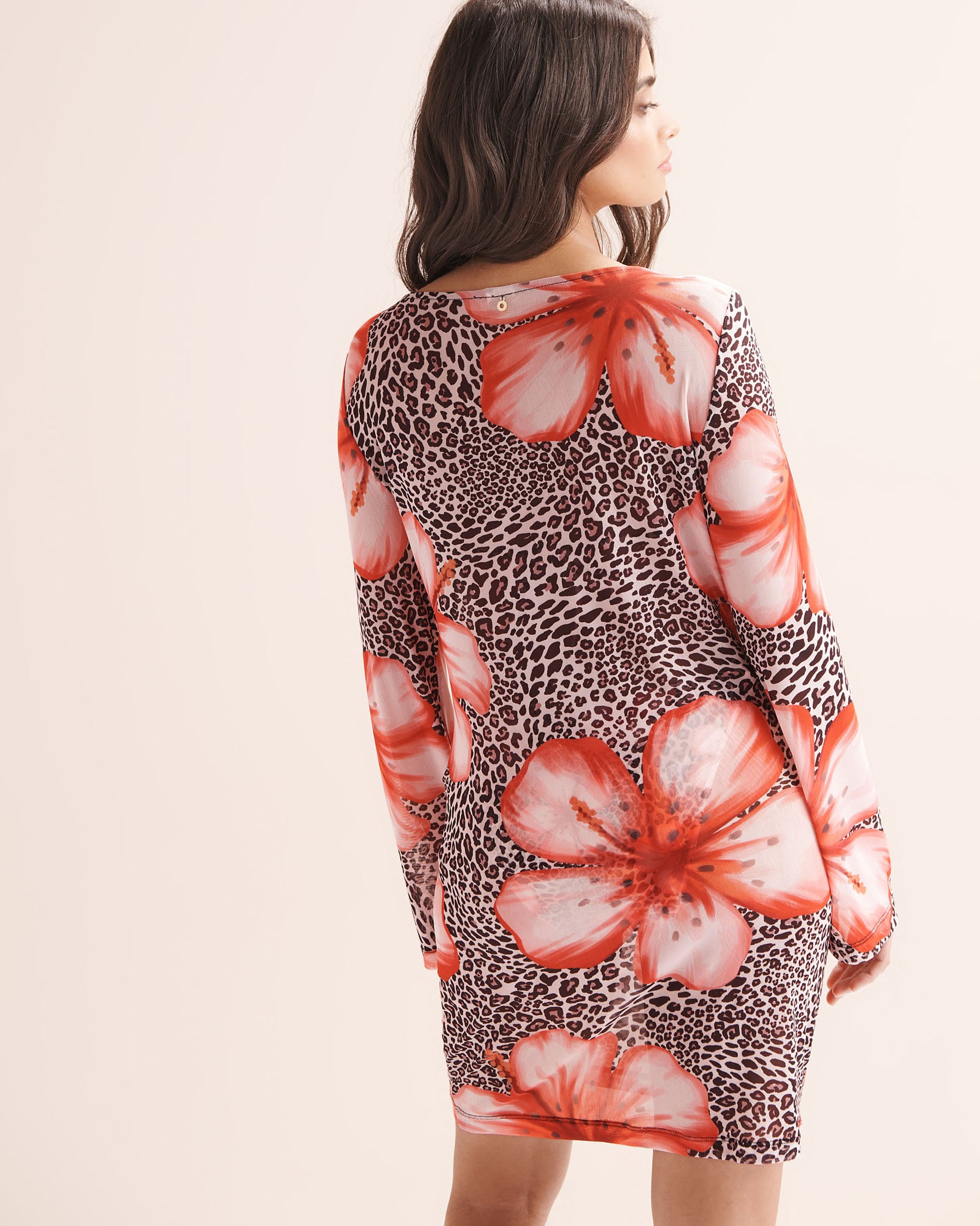 SEATONIC Leopard Floral Mesh Dress Beige 02300196 - View2