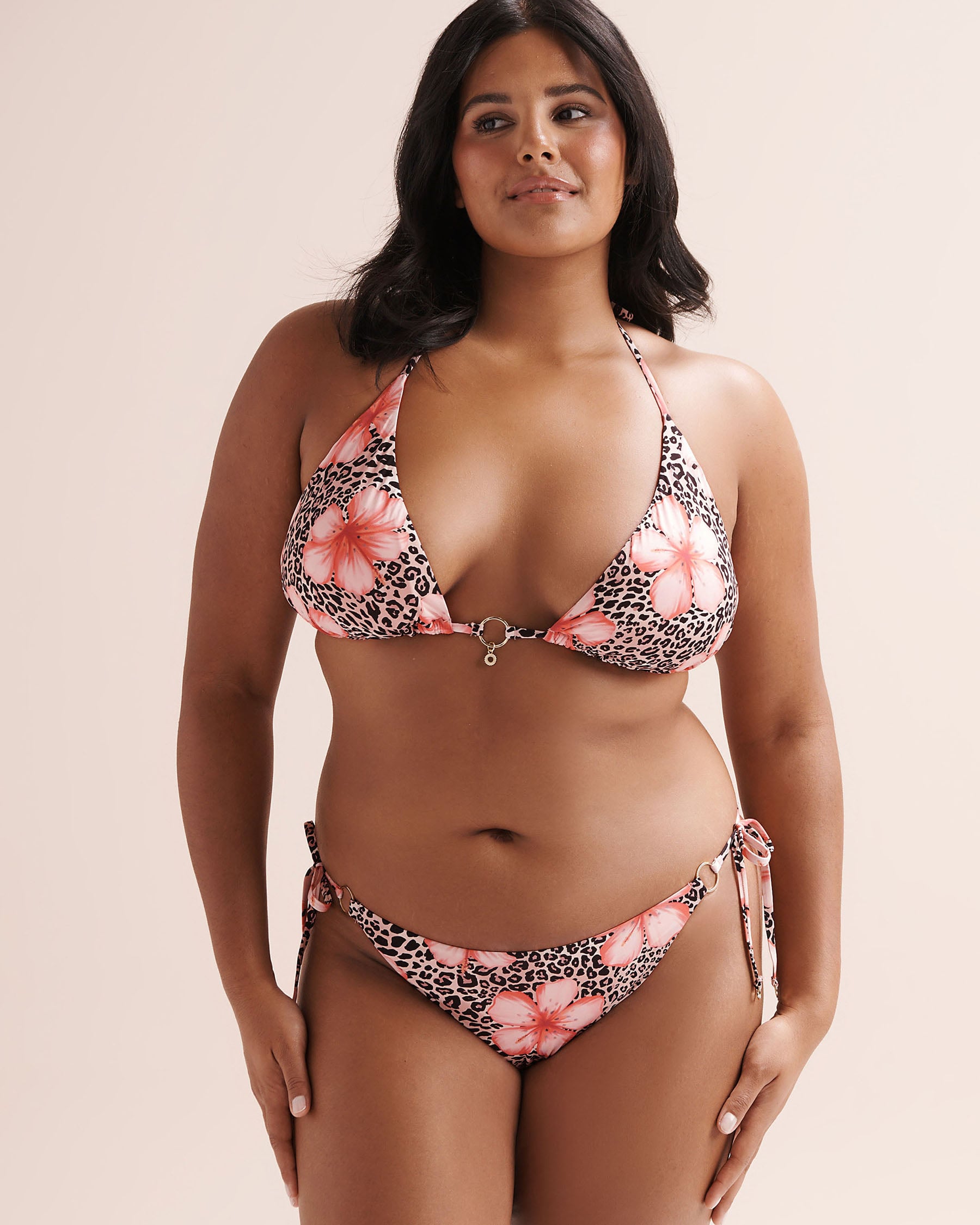 SEATONIC Leopard Floral Triangle Bikini Top Beige 01100527 - View9