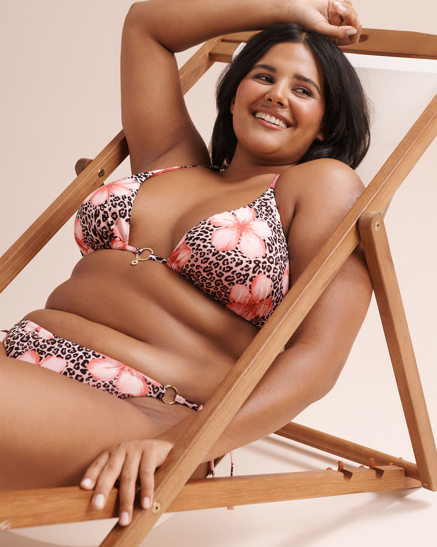 SEATONIC Leopard Floral Triangle Bikini Top Beige 01100527 - View12