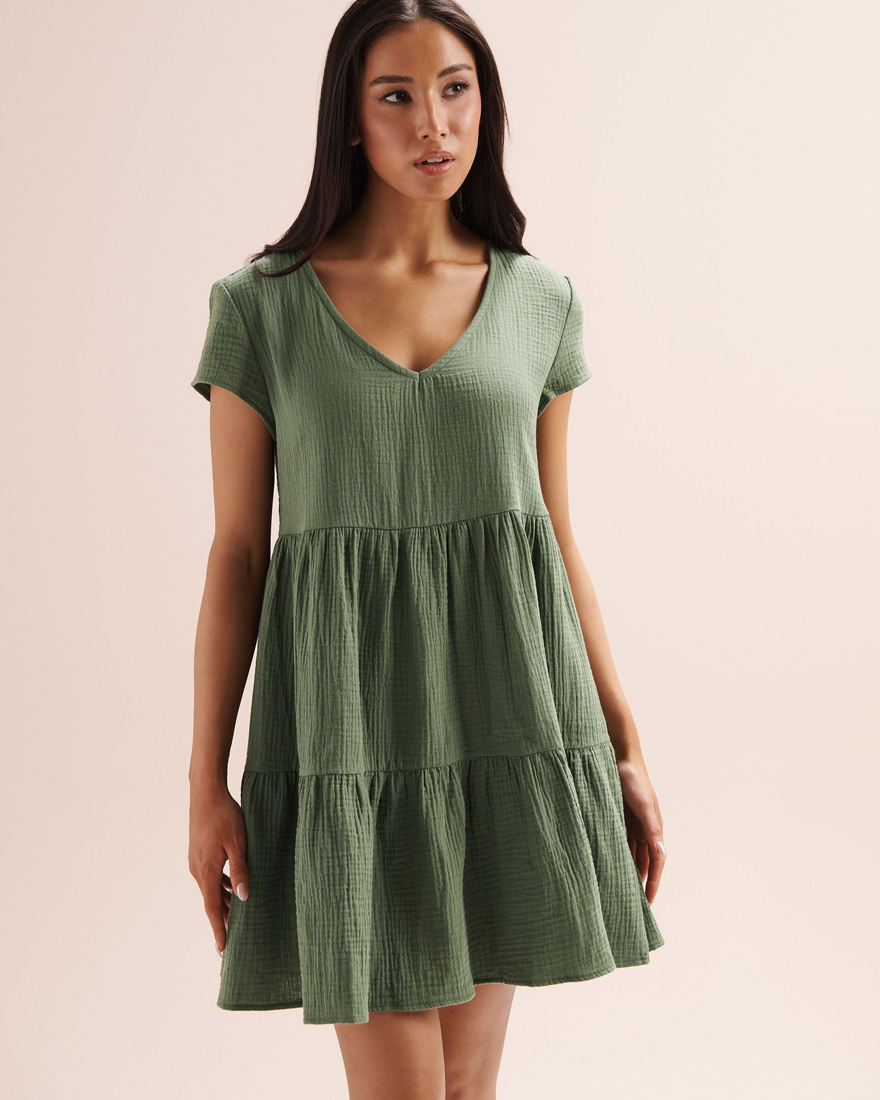 OFF THE BEACH Wrinkle Dress Green 02300191 - View1