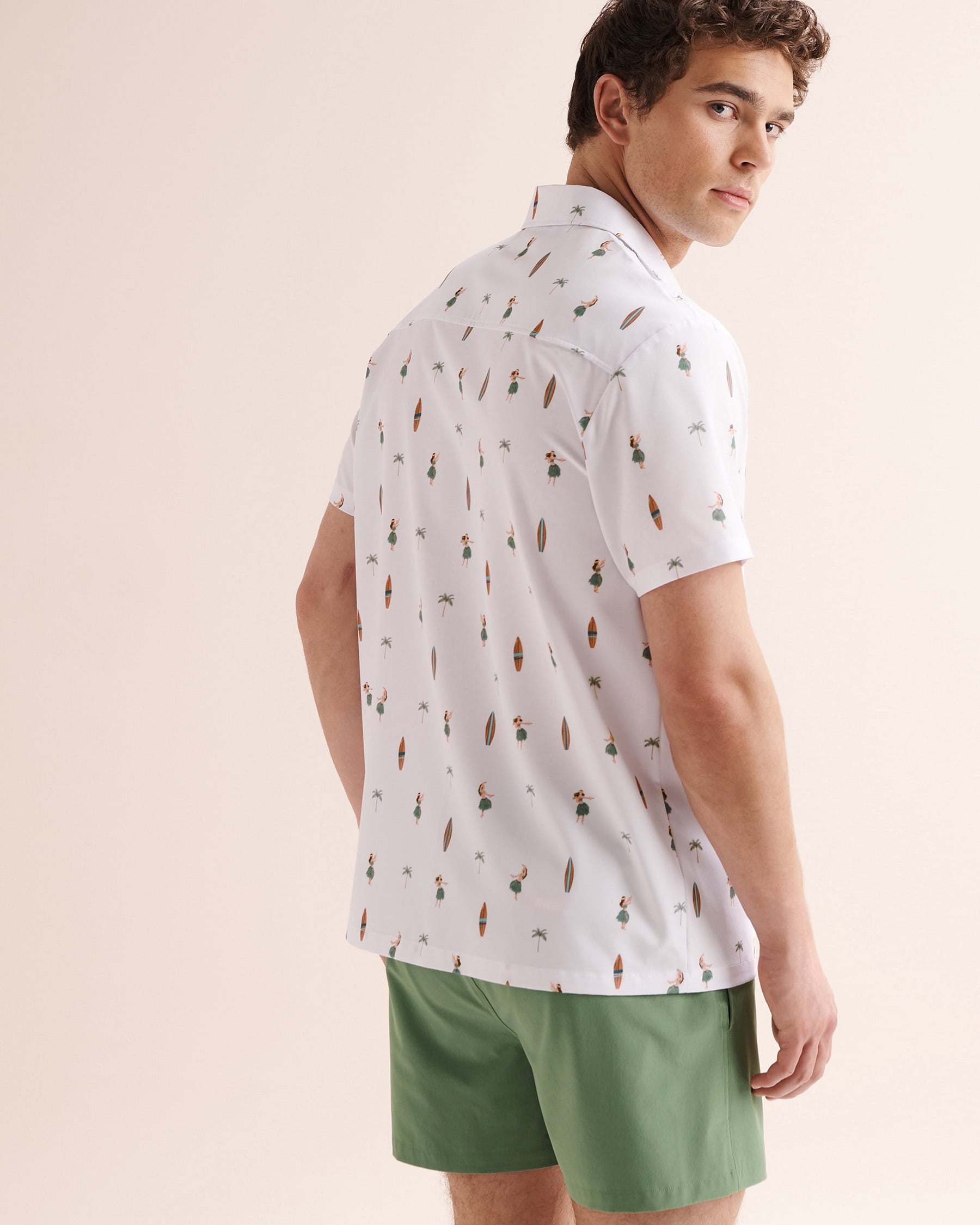 HAMABE Hawaiian Short Sleeve Shirt White 04100063 - View4