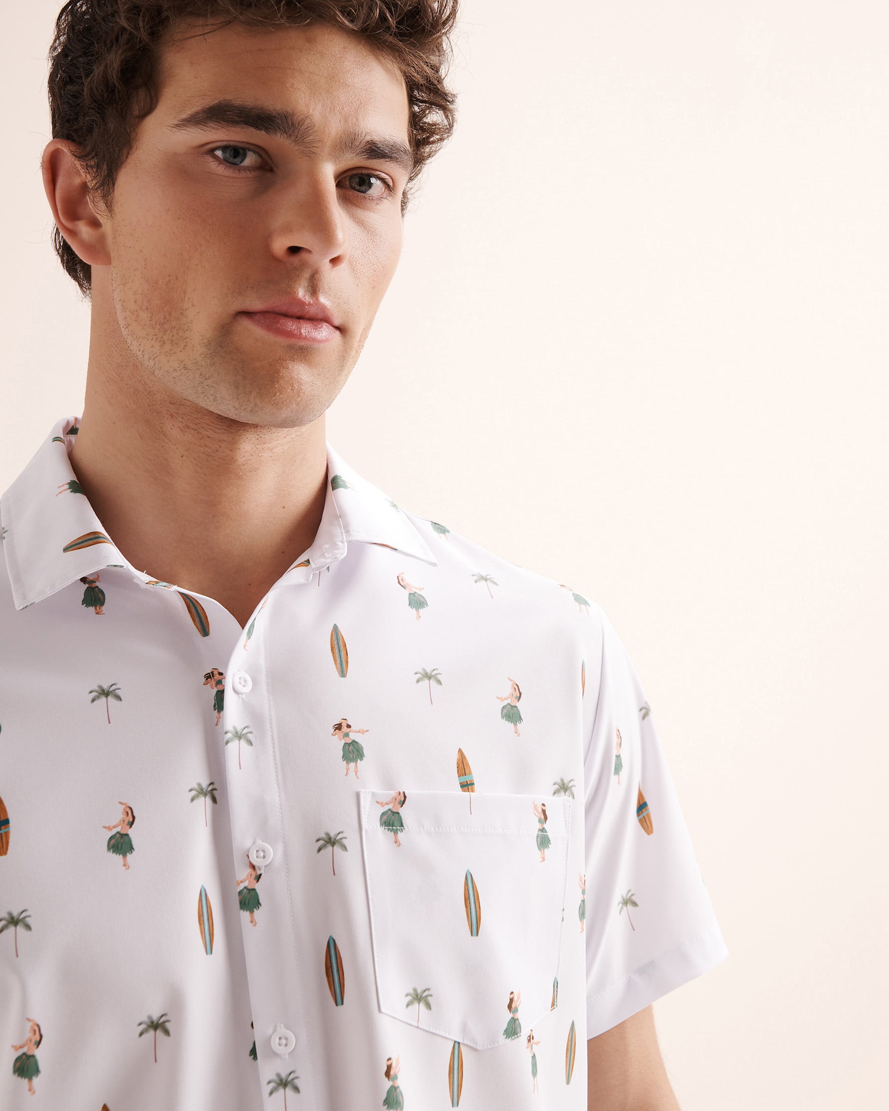 HAMABE Hawaiian Short Sleeve Shirt White 04100063 - View5