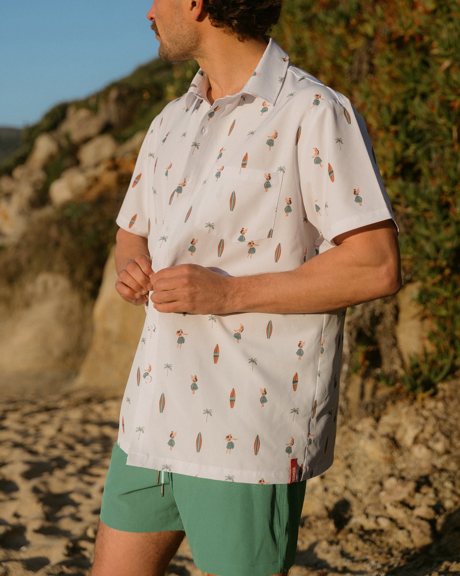 HAMABE Hawaiian Short Sleeve Shirt White 04100063 - View2