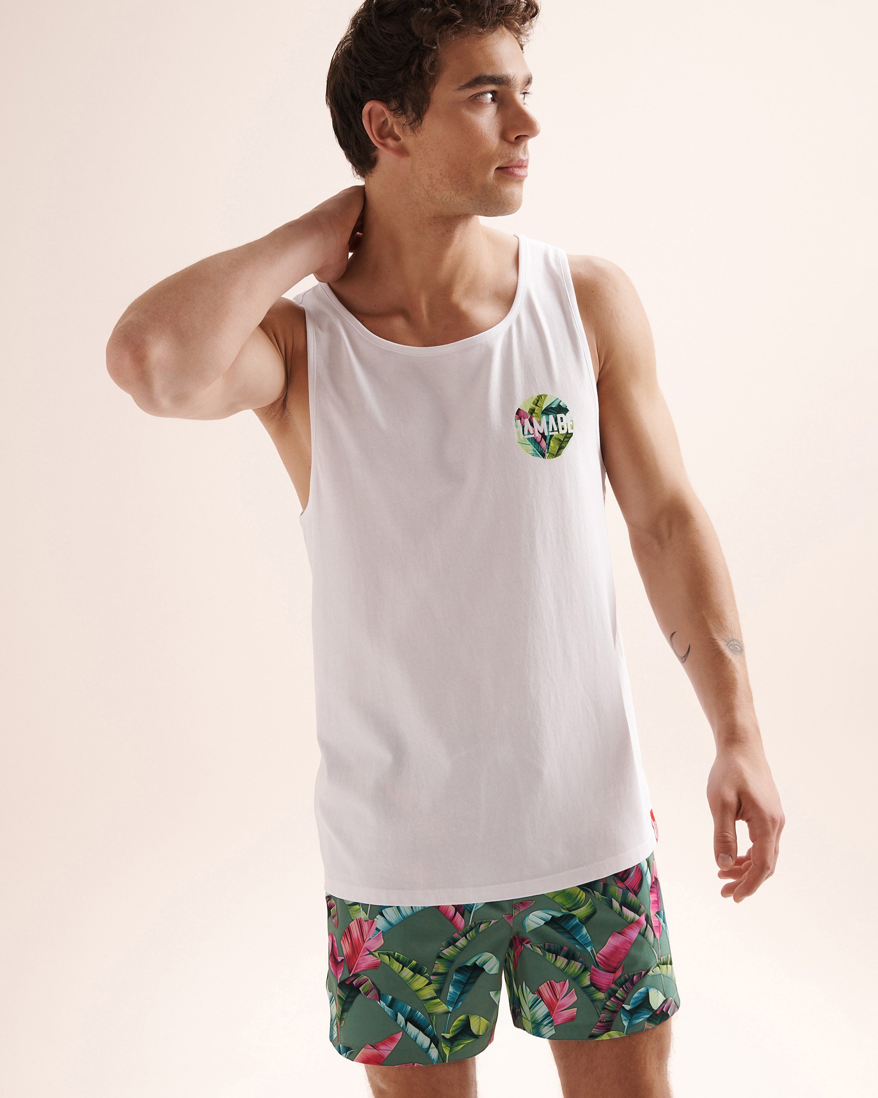HAMABE Foliage Tank Top White 04100064 - View4