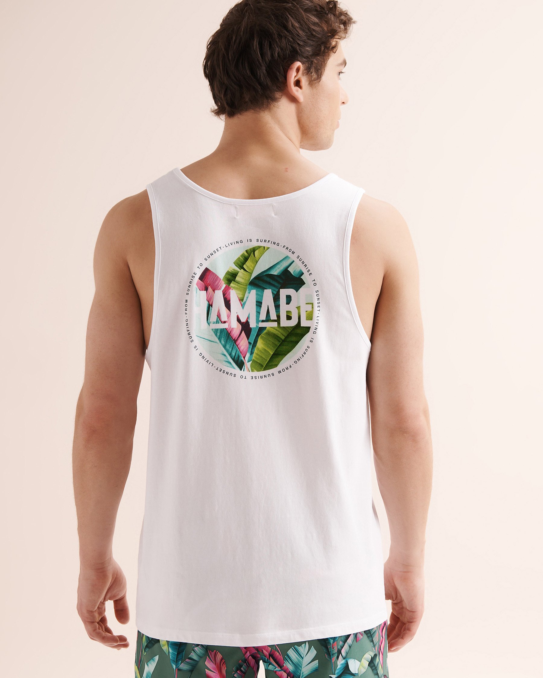 HAMABE Foliage Tank Top White 04100064 - View5