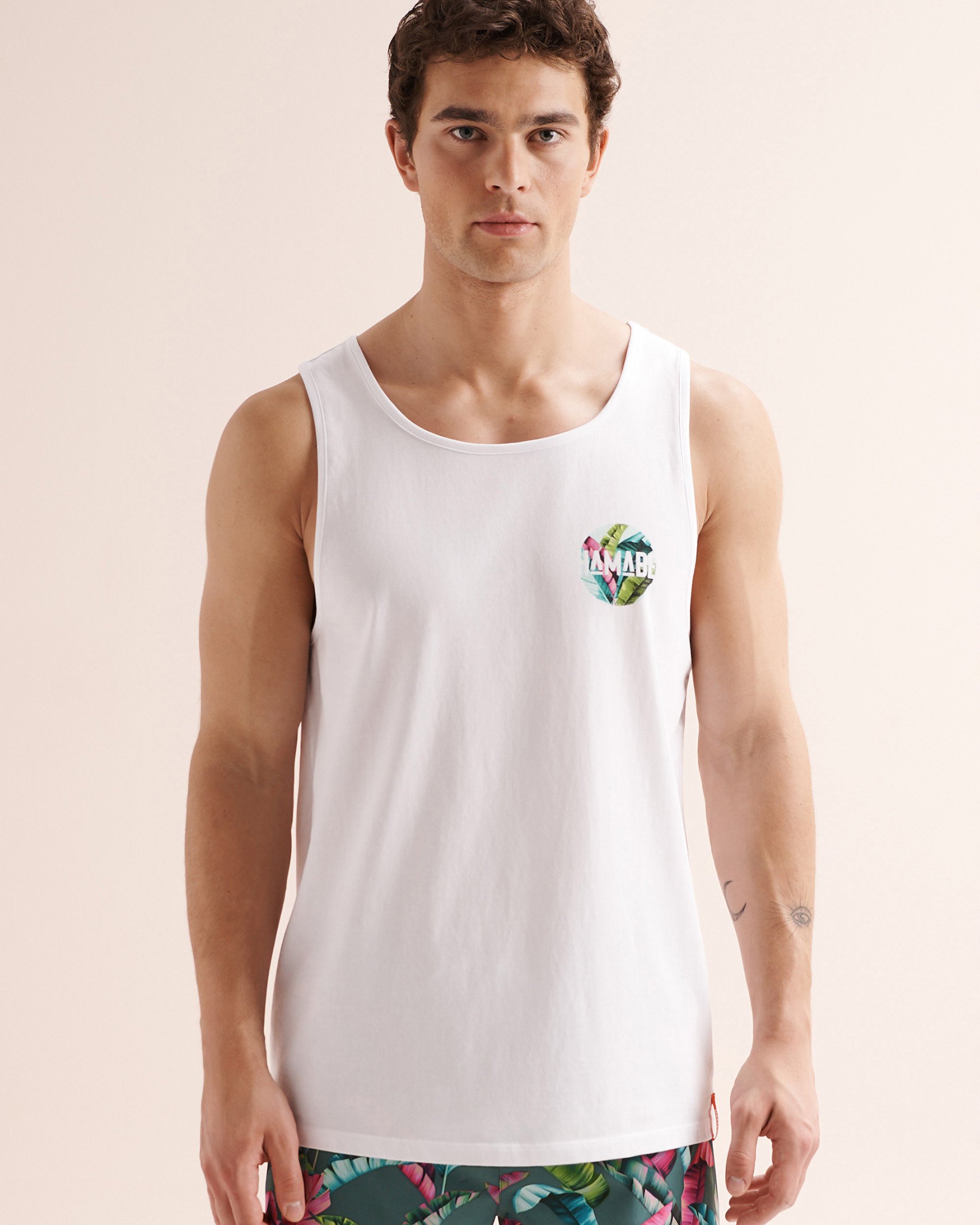 HAMABE Foliage Tank Top White 04100064 - View7