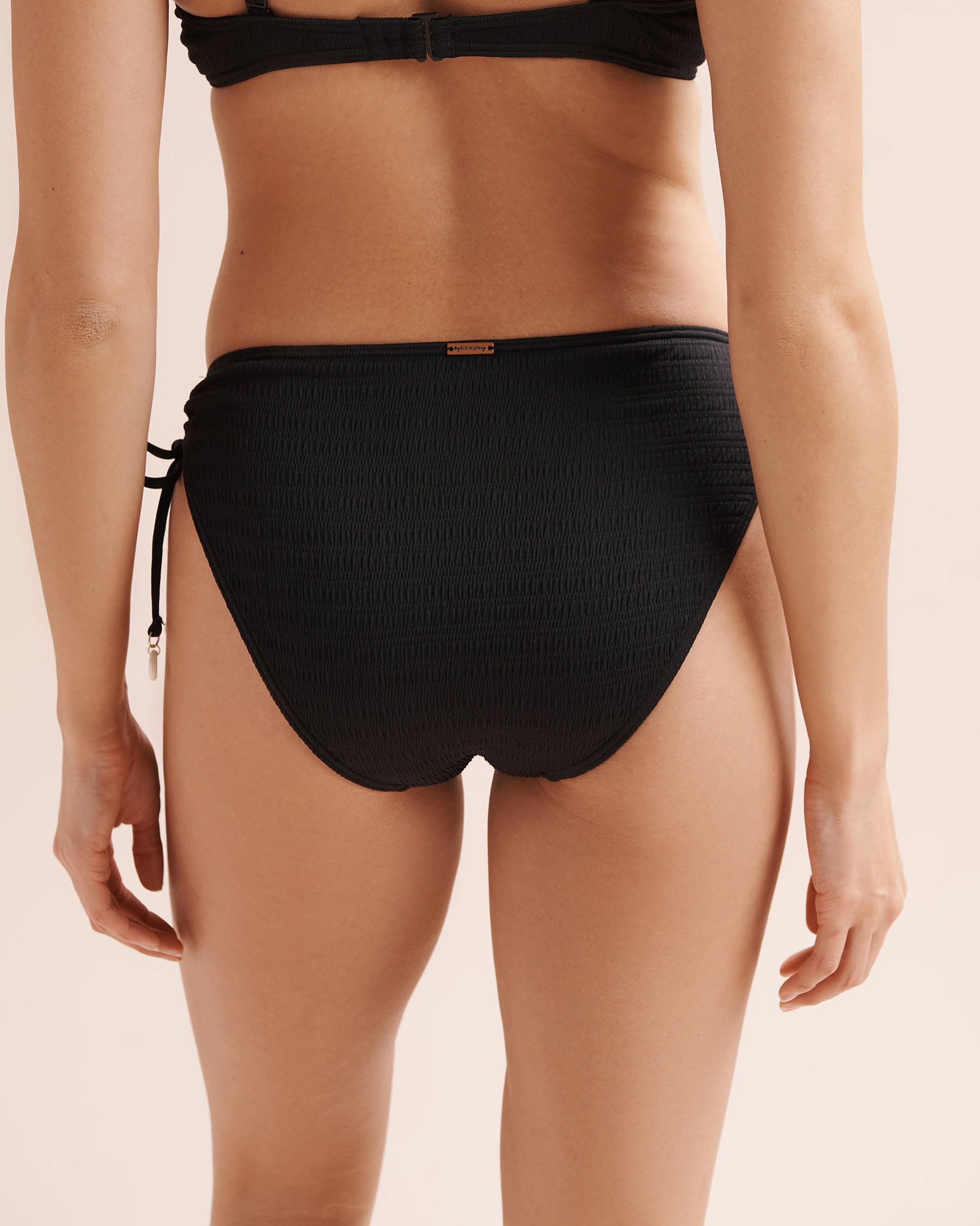 MY BIKINI STORY Textured Side Tie Low-Rise Bikini Bottom Black 01300589 - View6