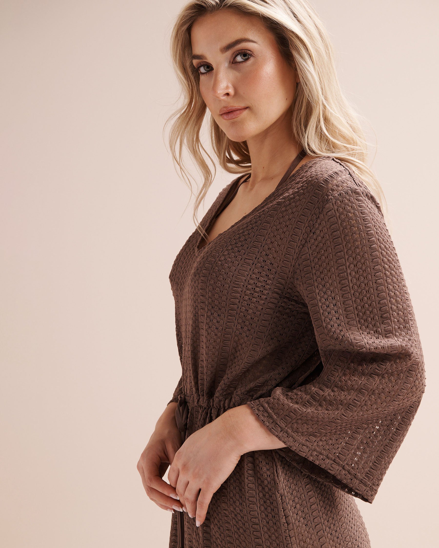 OFF THE BEACH Crochet Tunic Brown 02400066 - View4
