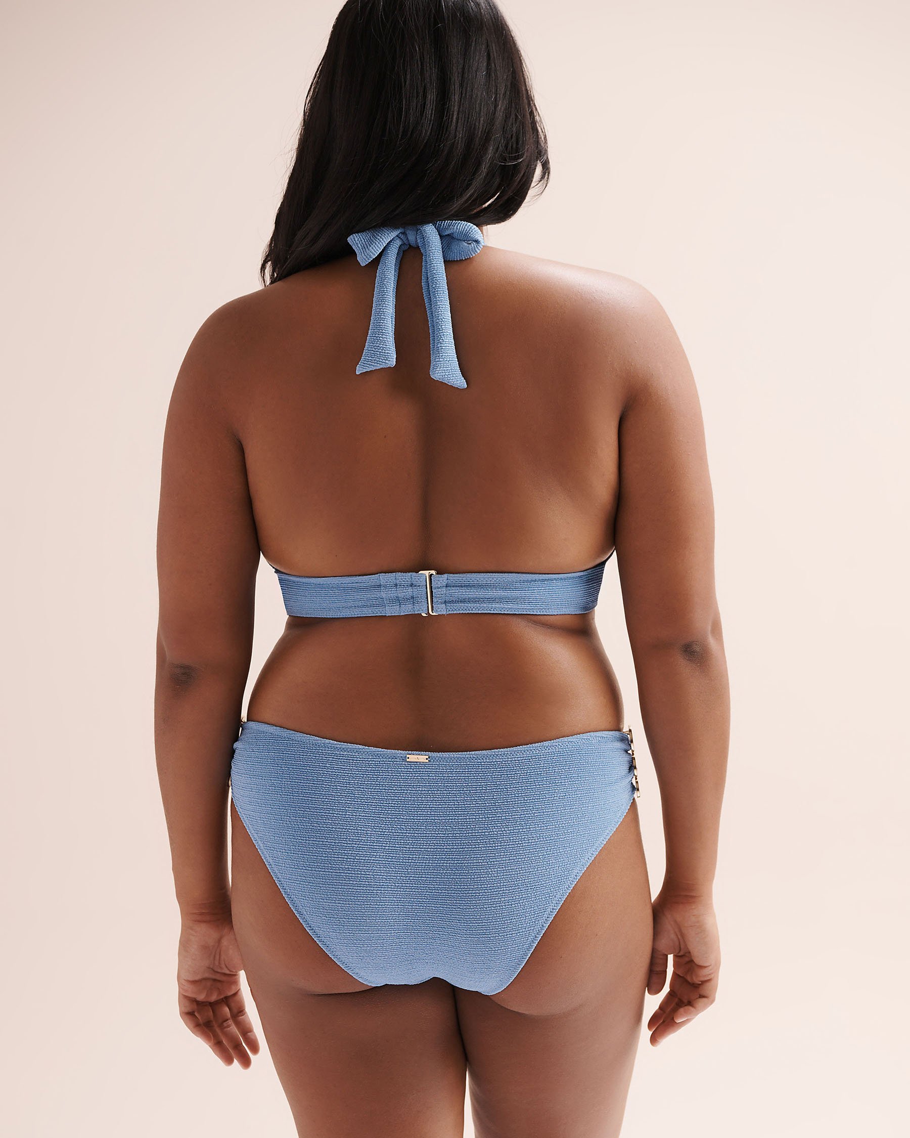 SANTEMARE Textured Triangle Bikini Top Blue 01100570 - View2