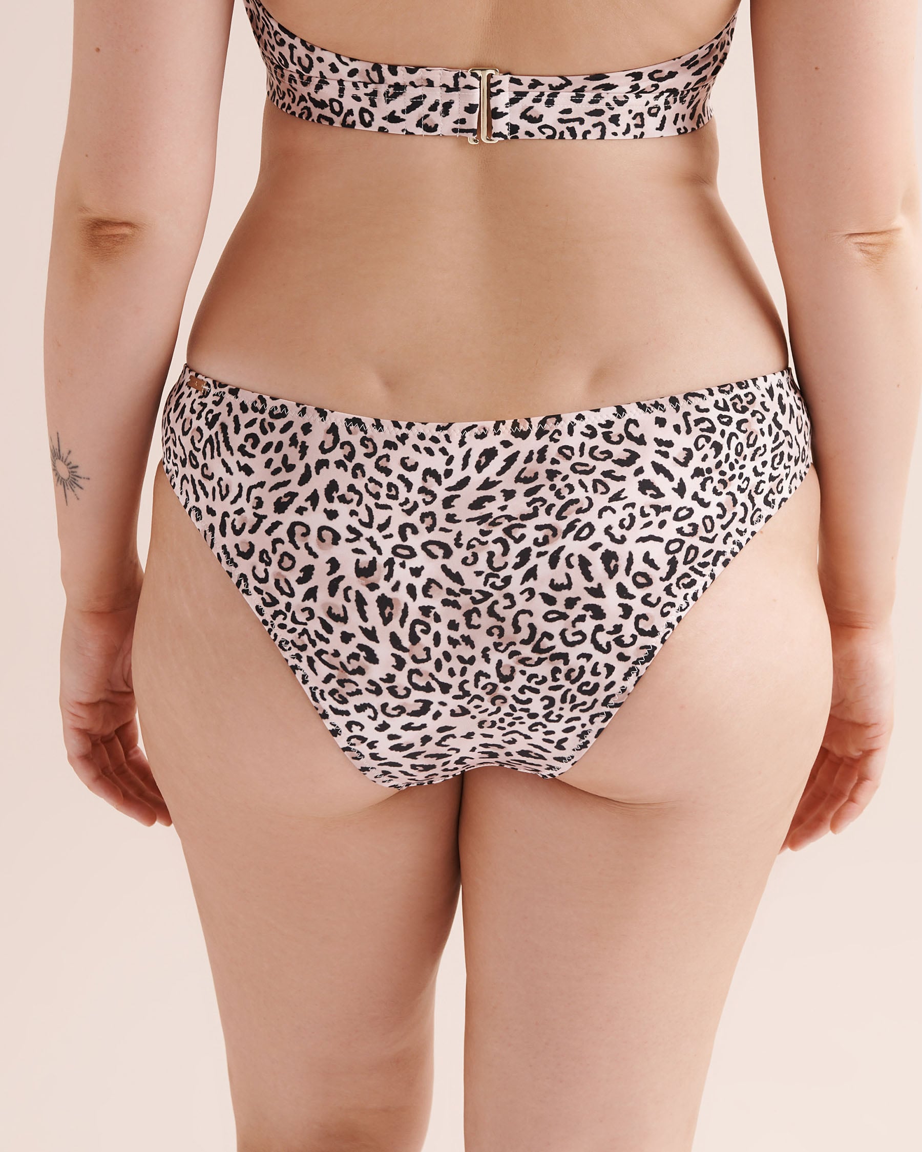 SANTEMARE Shiny Leopard Brazilian Bikini Bottom Beige 01300593 - View2