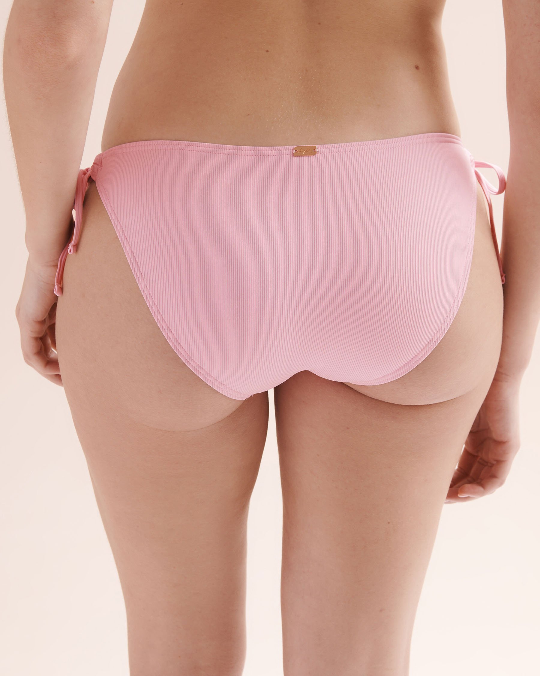 TROPIK Ribbed Side Tie Low-Rise Bikini Bottom Pink 01300584 - View4