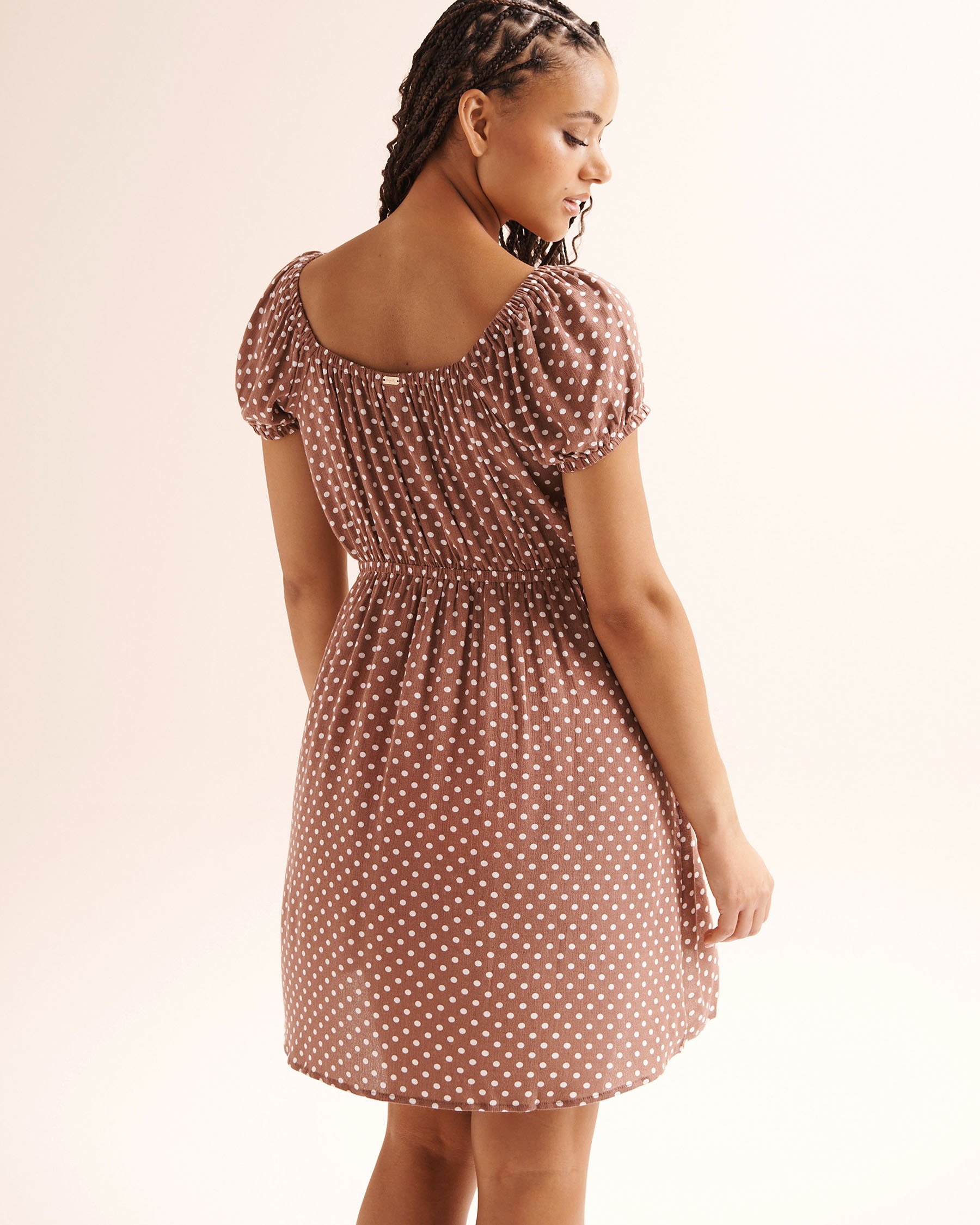 TROPIK Short Dot Dress Nutmeg Brown 02300201 - View7