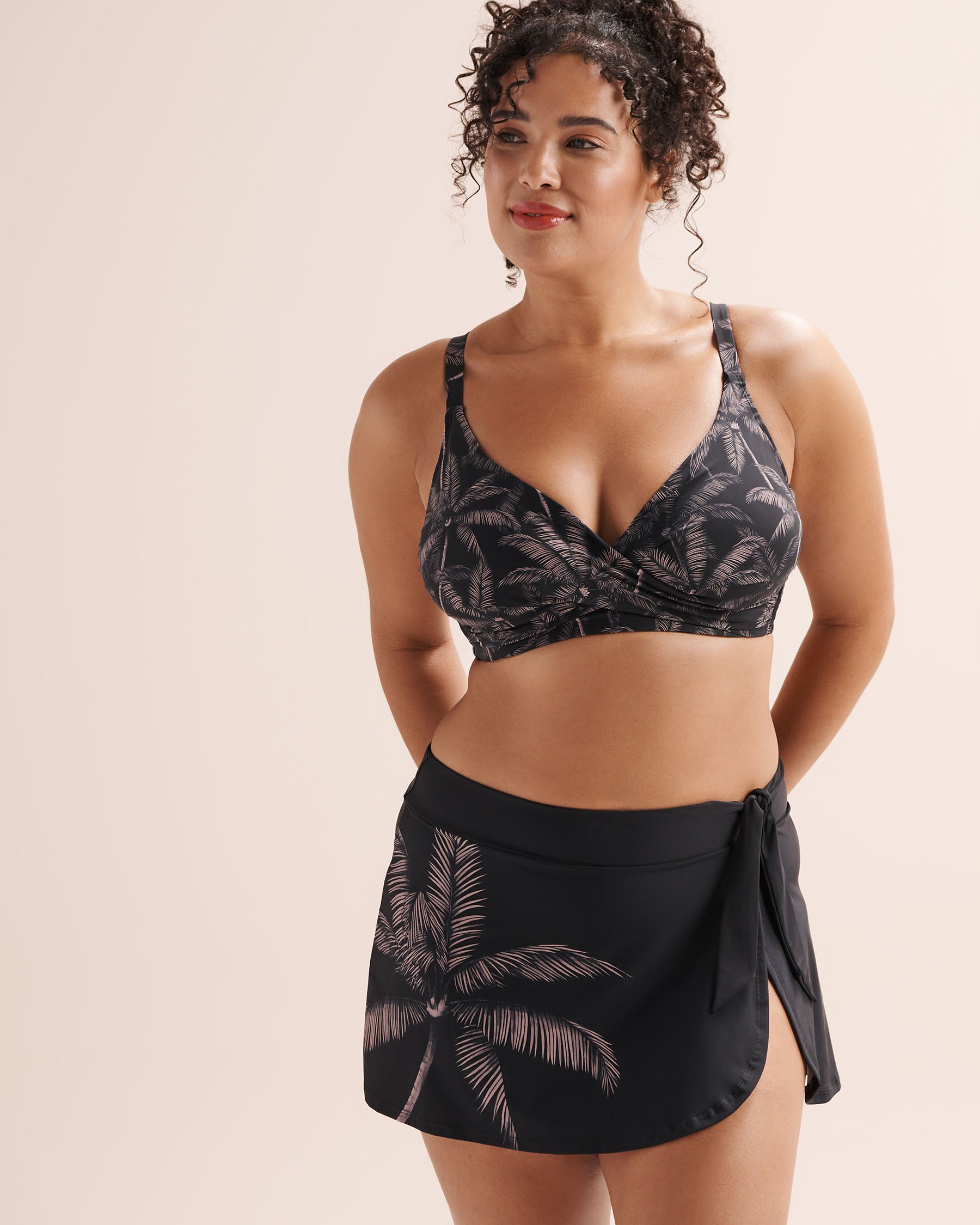 TURQUOISE COUTURE High-Waist Tummy Control Skirted Bikini Bottom Black 01300582 - View4