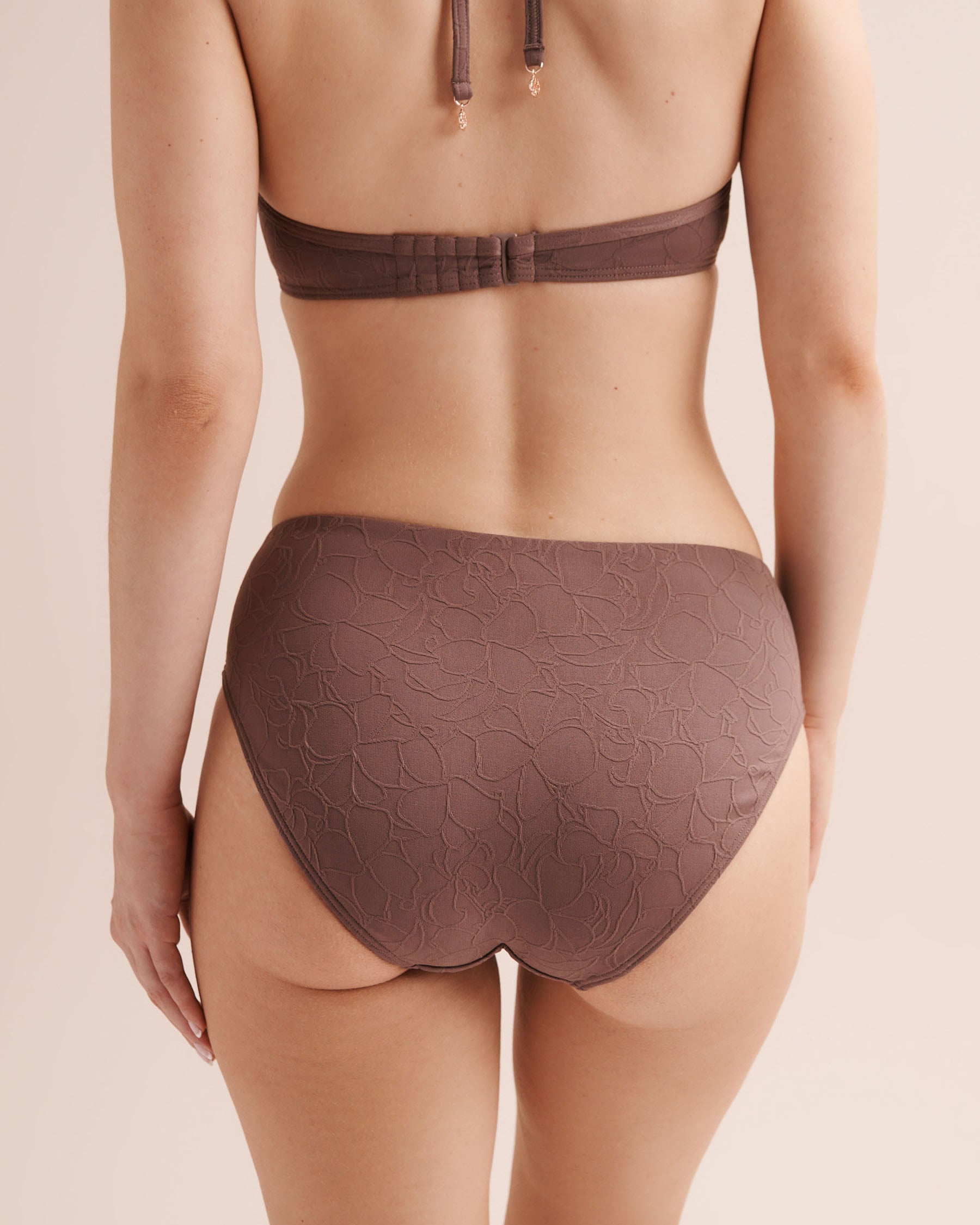 TURQUOISE COUTURE Textured Folded Tummy Control Bikini Bottom Brown 01300590 - View4