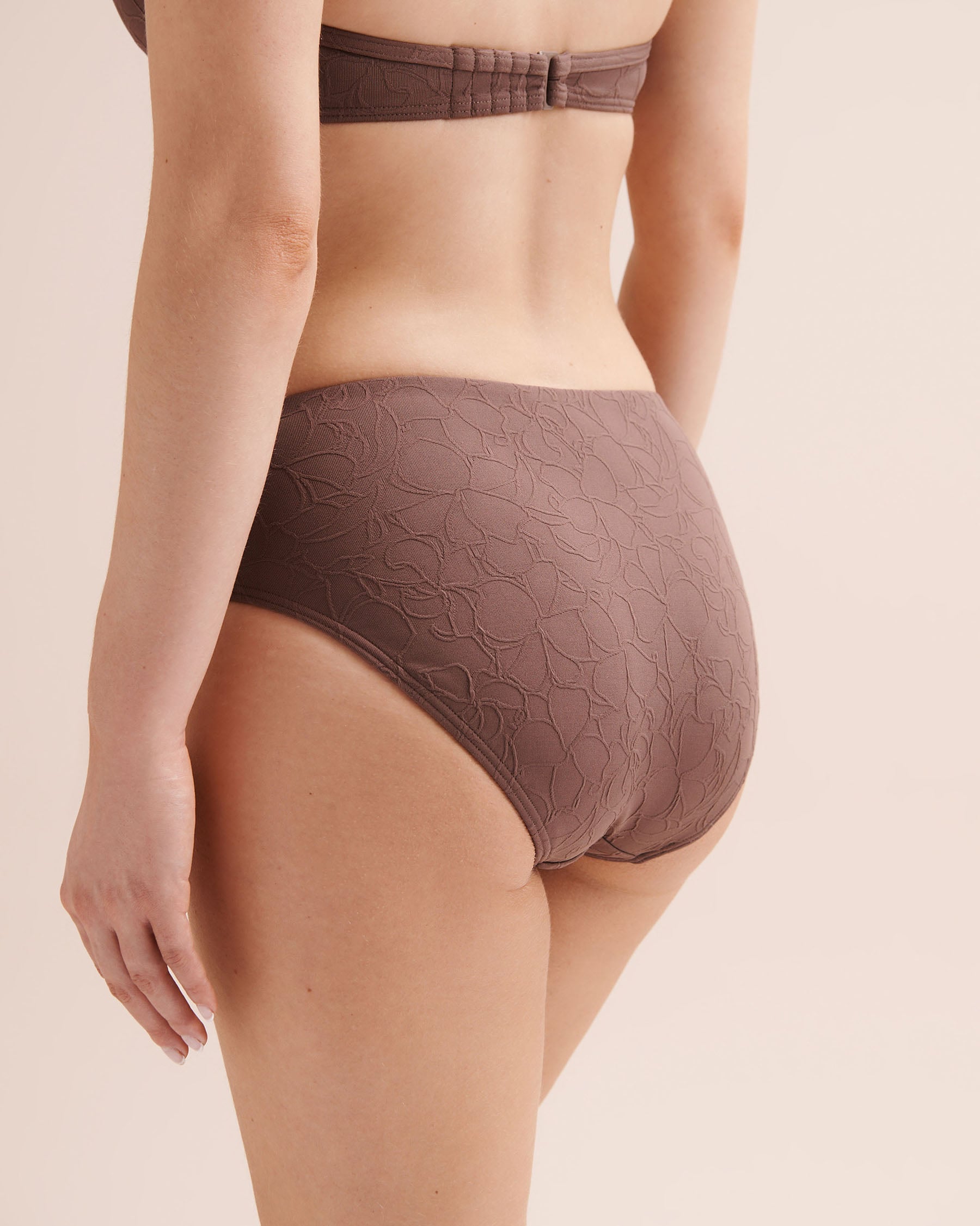 TURQUOISE COUTURE Textured Folded Tummy Control Bikini Bottom Brown 01300590 - View5