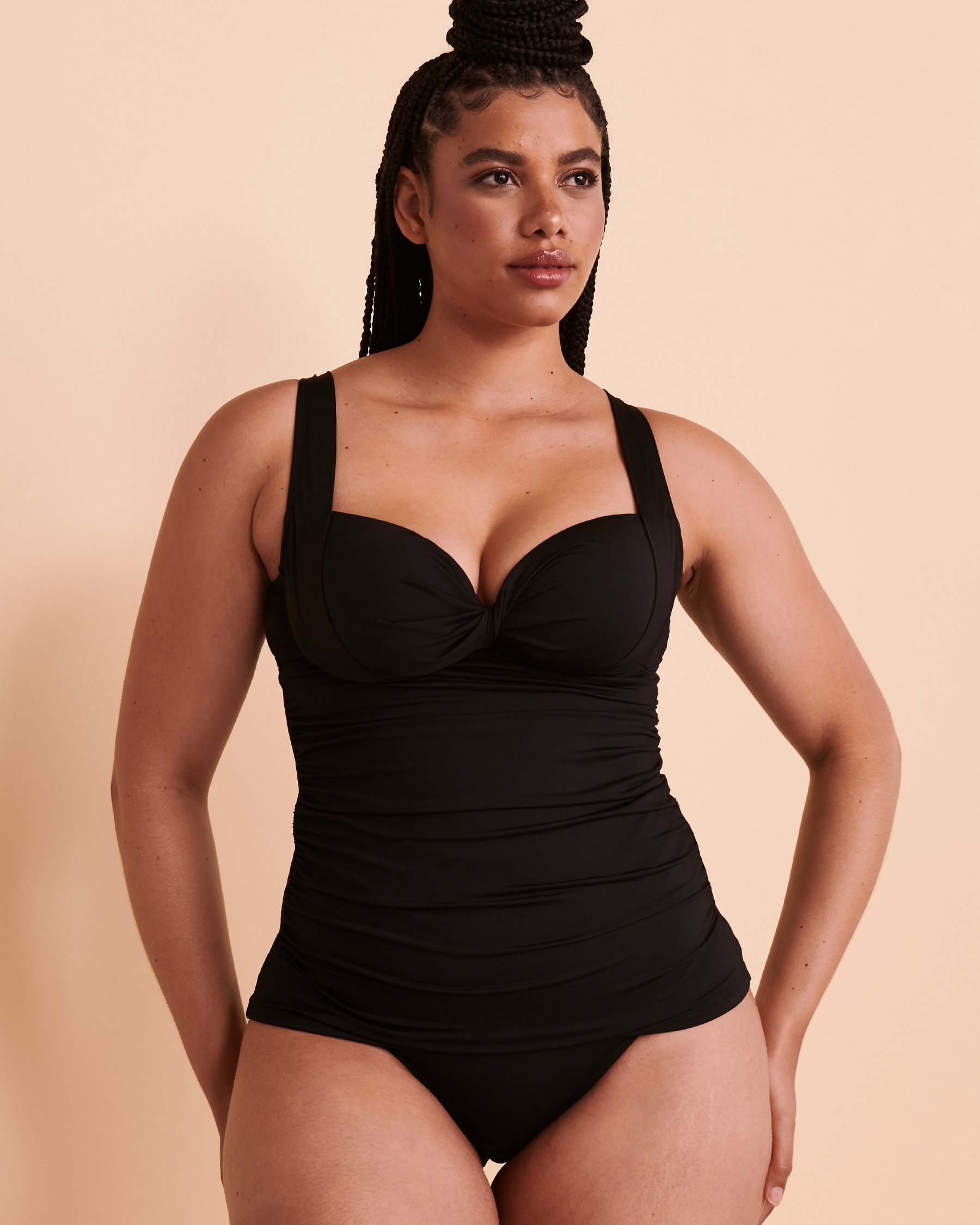 ANNE COLE LIVE IN COLOR Twisted Tankini Top Black 22MT23401 - View1